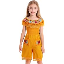 Vackutliv Mexican Jumpsuit For Girls Traditional Embroidered Kids Outfit