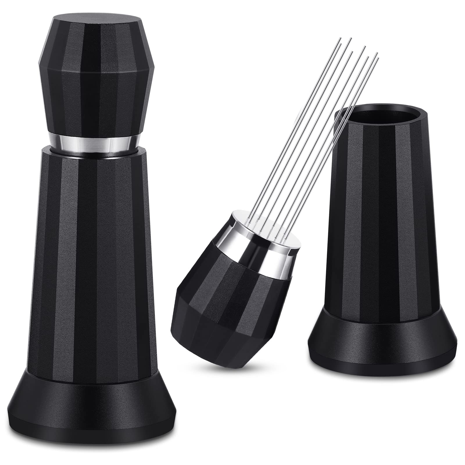 WDT Tool, Espresso Distribution Tool, Viitech 0.4 mm 8 Needles Espresso Stirrer, Coffee Distributor Tools with Extra 4 Needles for Barista Espresso Machine Accessorie, Aluminum Alloy Handle with Stand