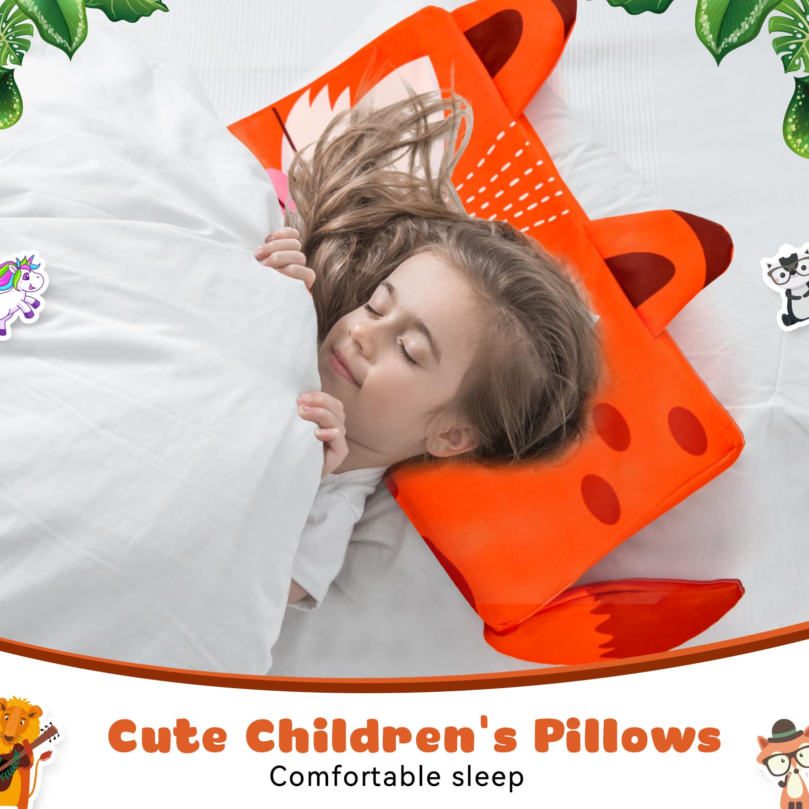 YAOZUP Cuscino Memory Foam Bambini,Cuscino Culla,Cuscino per Bambini con Federa,Ipoallergenico,Anti Acari,Cuscino per Bambini per Sonnellini per Ragazzi e Ragazze (3-10 Anni) (Volpi)