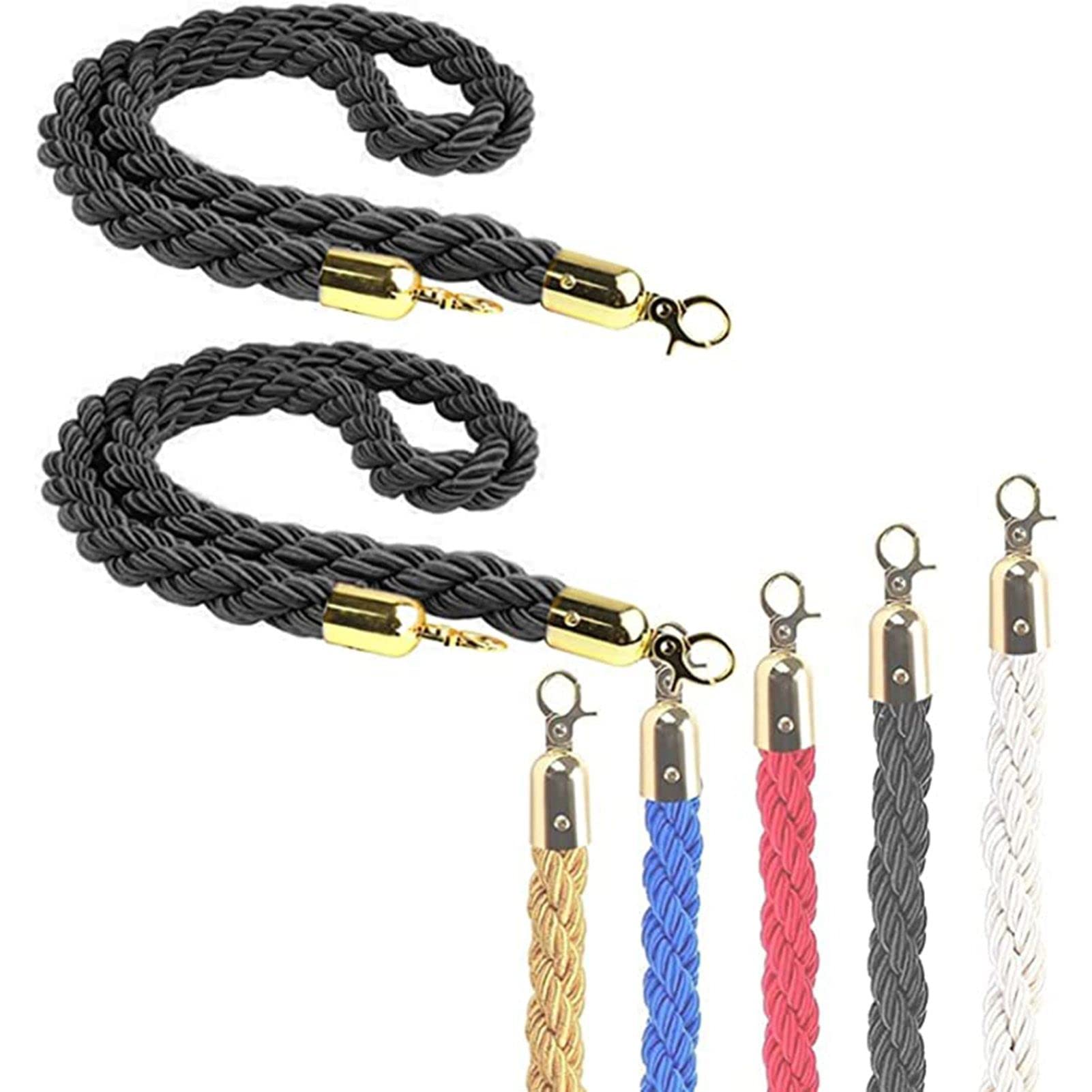 Awudaeemz Black Braided Stanchion Rope, Stanchion Rope 3/4/5/6Ft,Braided Hemp Rope1/2/3.0Metereter(,10Ft/305Cm)