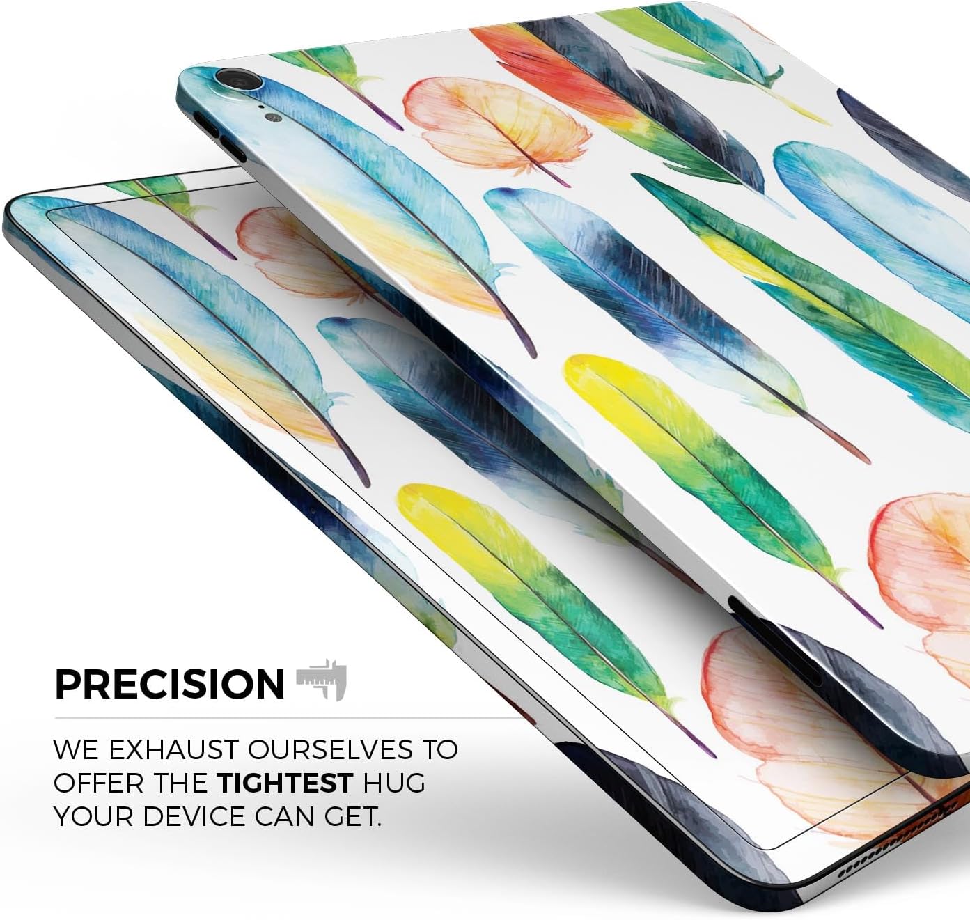 DesignSkinz - Compatible with iPad Pro 10.5" - Skin Decal Protective Scratch Resistant Vinyl Wrap - Bright Water Color Painted Feather