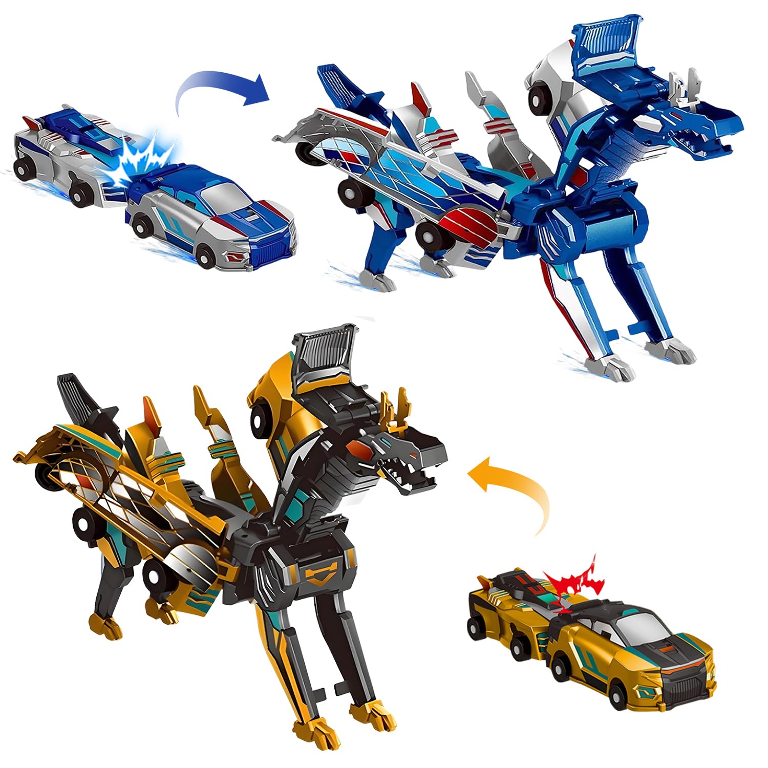 Jouet Transformable 2 En 1 – Dinosaure Et Voiture, Déformation Par Collision Magnétique, Cadeau Enfant