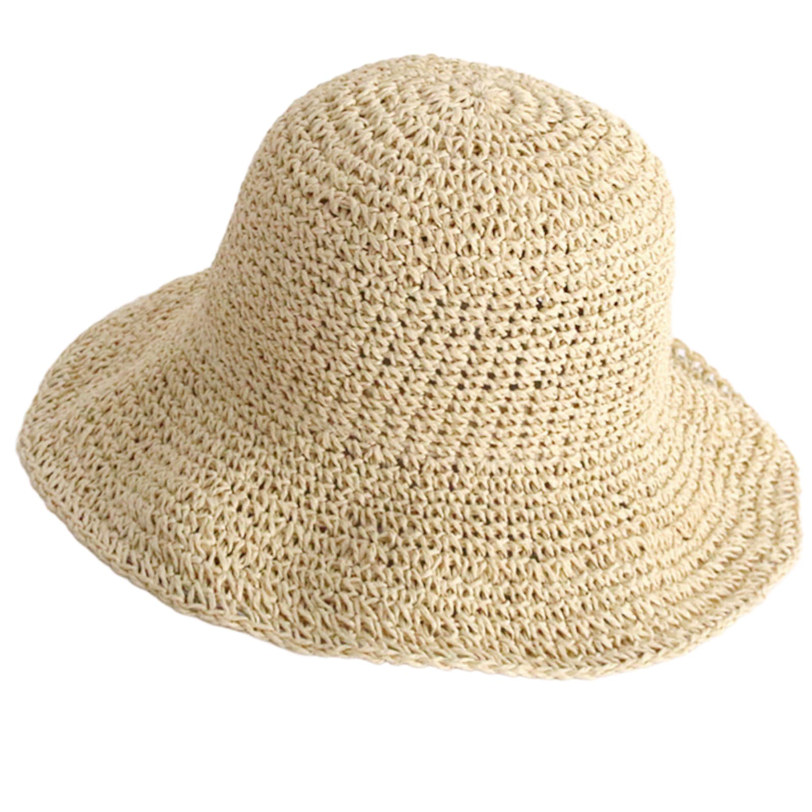 Sombrero de Sol para Mujer,Sombrero de Paja de Las Mujeres, Sombrero de Viaje de Verano Paja de Verano Plegable de ala Ancha para Playa