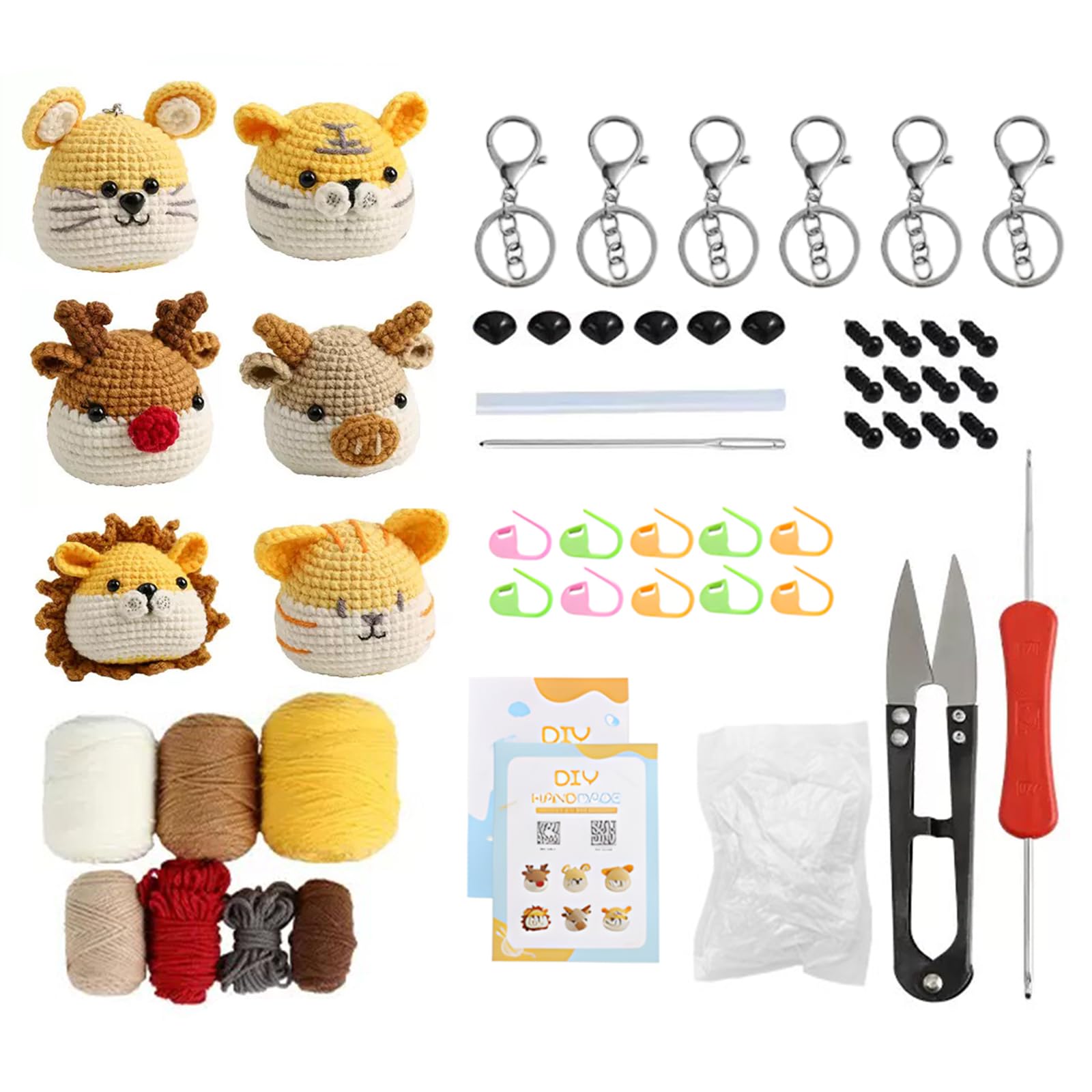 ADOFUN Amigurumi Crochet Kit 6 Animals Beginner Knitting Set with Hook