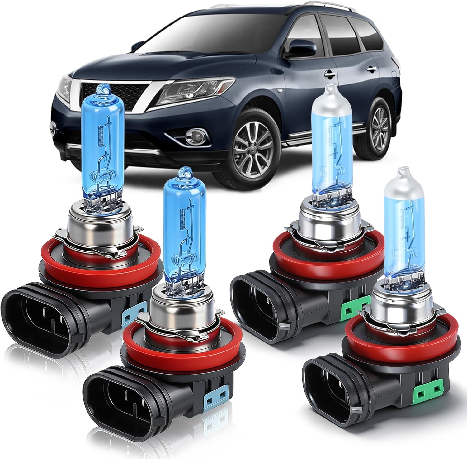 OQSNCV Fit for Nissan Pathfinder 2017 2018 2019 2020 2021 2022 Halogen Bulbs, H9 High Beam and H11 Low Beam light Headlamp Replacement Bulbs Kit, Pack of 4