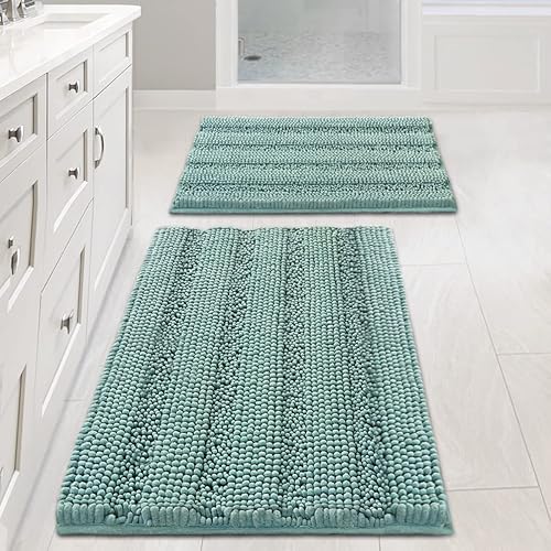 Miniatura 27 de H.VERSAILTEX Alfombras de baño antideslizantes extragruesas de felpilla a rayas 24" x 36" Absorbentes, antideslizantes, suaves, esponjosas