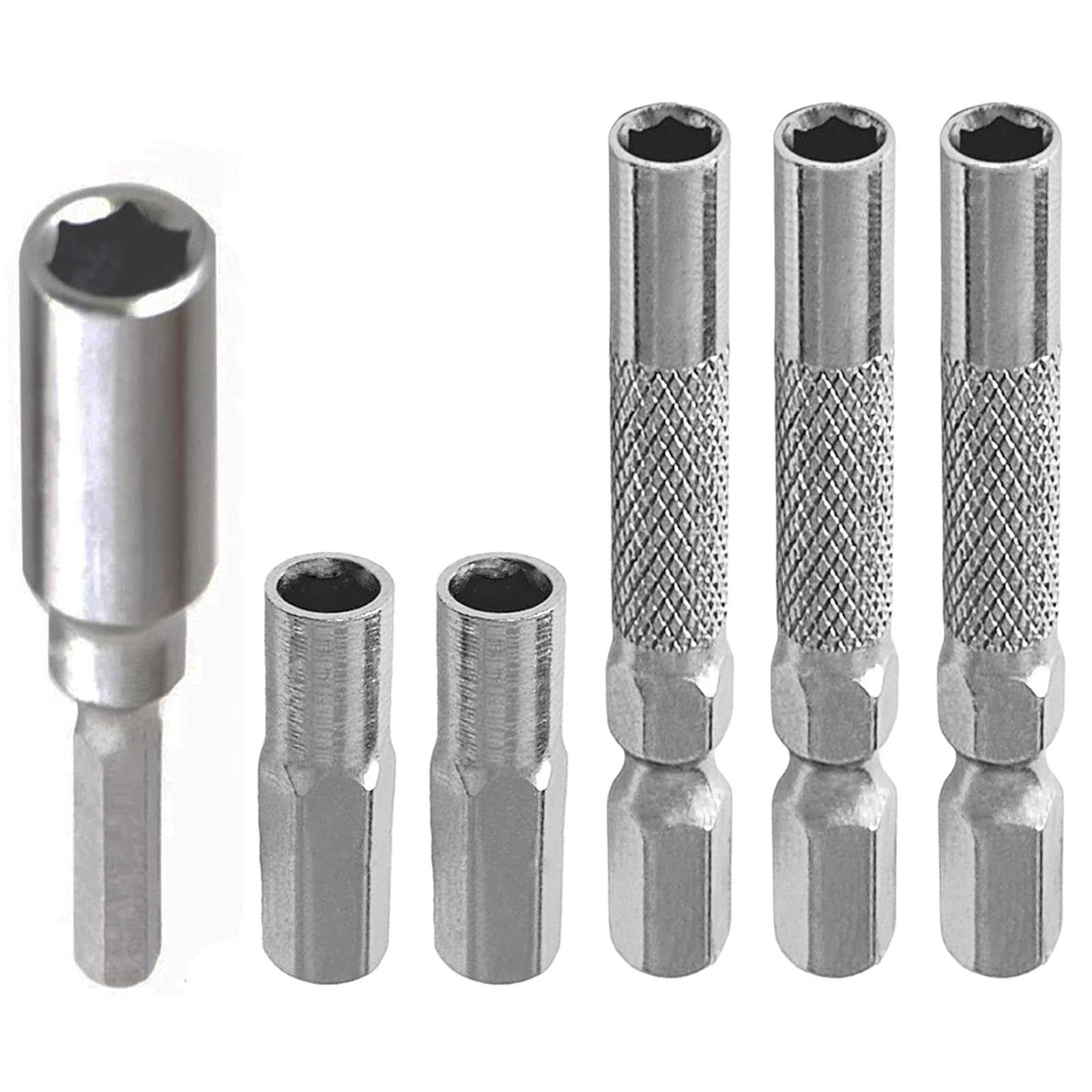 NOXHEAIB 1/4 to 4mm Bit Adapter, 6pcs Set, 45mm & 25mm Length, Magnetic, Hex Shank, For 4mm & 6.35mm Bits