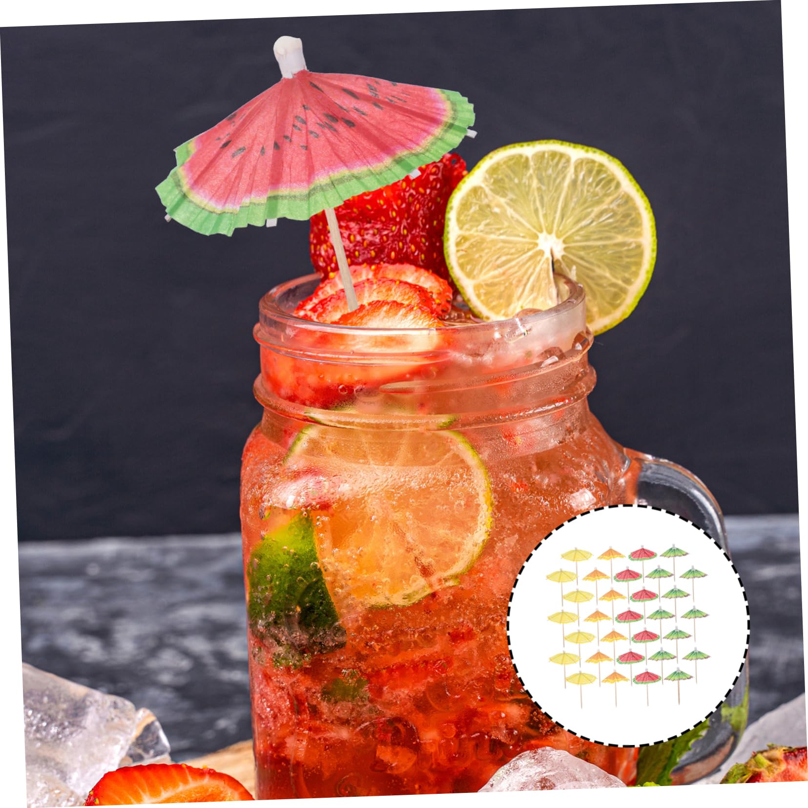 BESTonZON 160 Pezzi Bastoncino di Frutta Mini Ombrelli Mini Cibo Mini Decor Cocktail Picks per Bevande Dessert Picks Cocktail Guarnito Cocktail Stick Cibo Ristorante Antipasto Picks