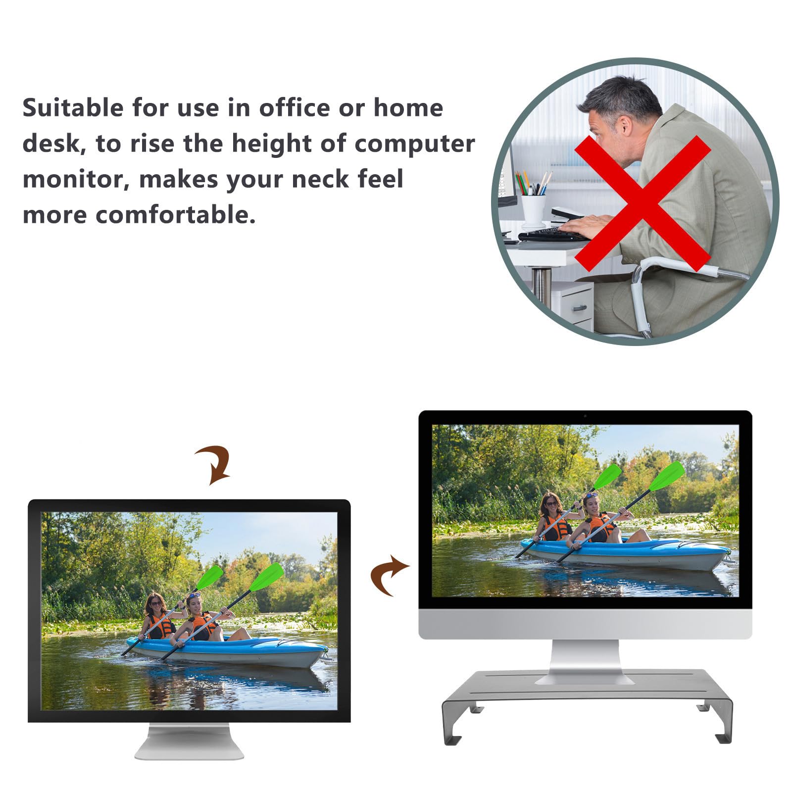 Soporte de Pantalla de Aluminio Portátil para Aleación Monitor y Almohadillas Antideslizantes y Elevación de 6cm para Oficina y Hogar
