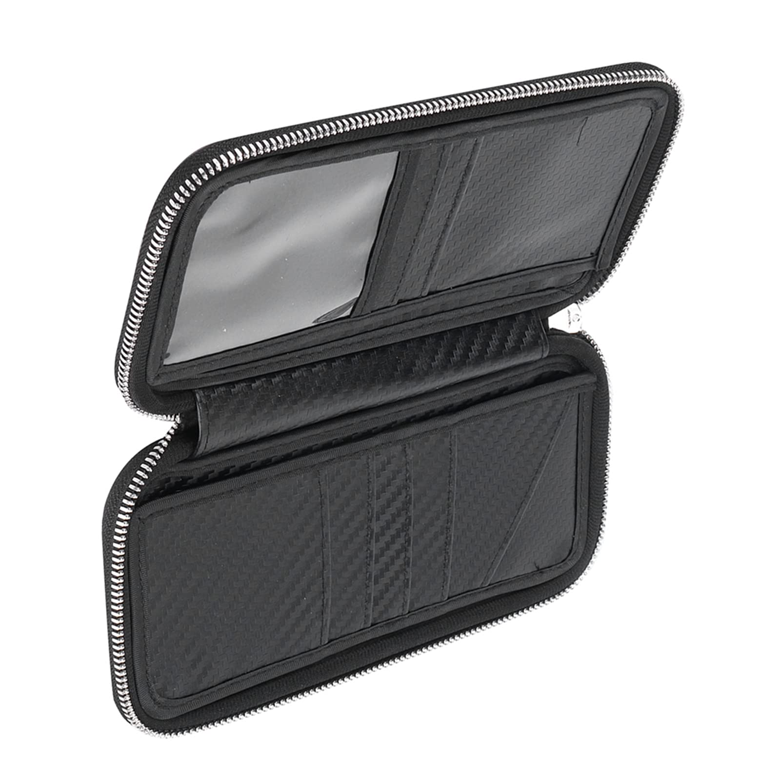 Fdit Portafoglio Portatile in Fibra di Carbonio, Porta Biglietti da Visita con Cerniera Resistente per Uomo e Donna, 21x11x3,5 Cm (rosso)