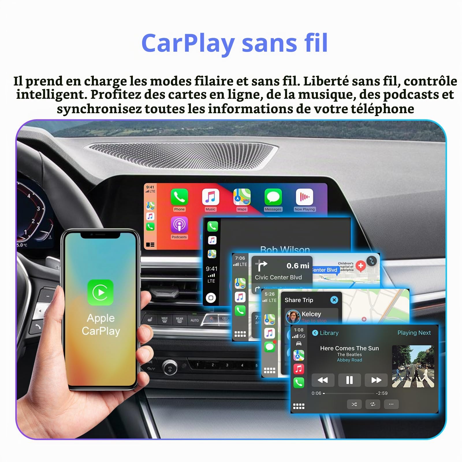 Kit rétrofit Décodeur Carplay sans fil Android Auto pour BMW EVO MGU ID5/6