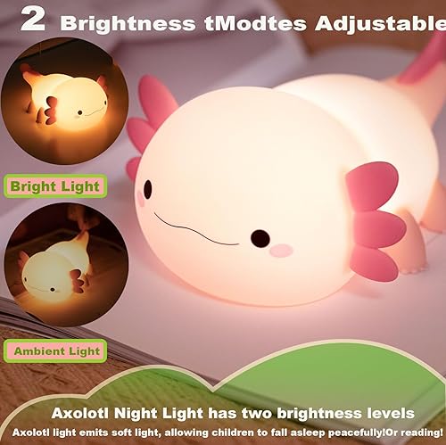 Miniatura 3 de Axolotl - Luz nocturna para niños, bonita lámpara de ajolote recargable, lámpara de mesa, lámpara de noche, lámpara de noche de silicona LED de