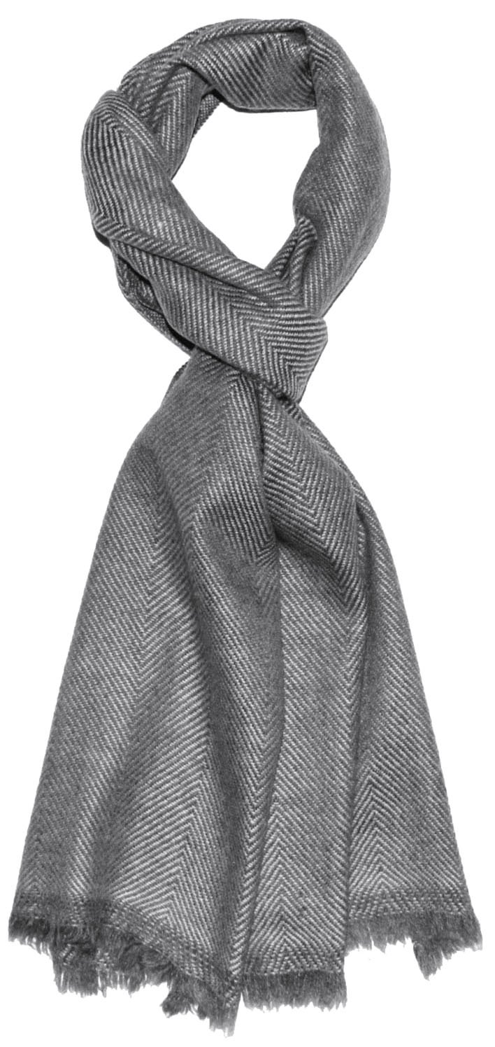 LORENZO CANA Herrenschal 100 % Kaschmir - 30 cm x 180 cm flauschig leichter Kaschmirschal Kaschmirtuch Winterschal Naturfaser grau naturbelassen 7831511