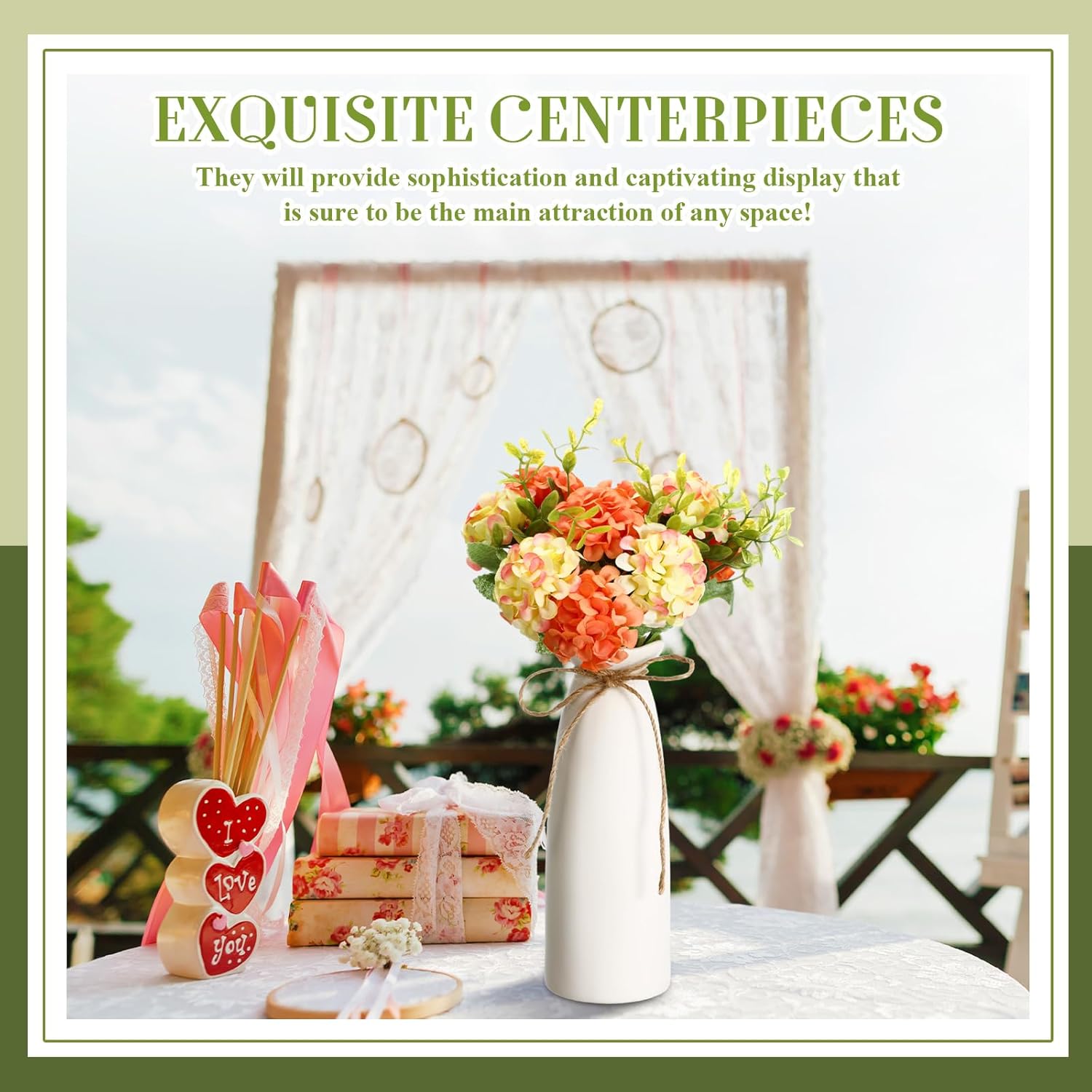 Qinyoung White Ceramic Bud Vase Set of 8, 8'' Small White Flower Vase for Centerpieces, Modern Floral Decor for Wedding Party Dining Table Home Decoration(Fashionable)