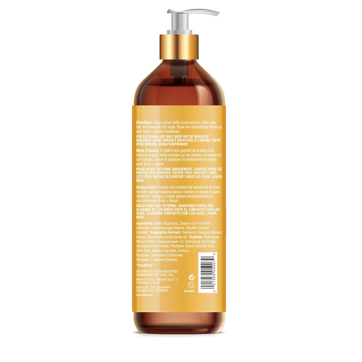 Difeel Bond & Repair Sulfate Free Shampoo, 33.8 oz - Restorative Bond Shampoo for Natural Hair - Image 2