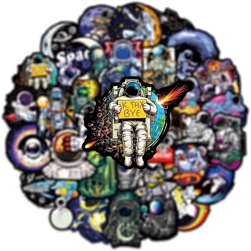 Miniatura 5 de Calcomanías de graffiti de astronauta negra, ideales para motocicletas, automóviles, bicicletas, cascos, equipaje y más 50 unidades.