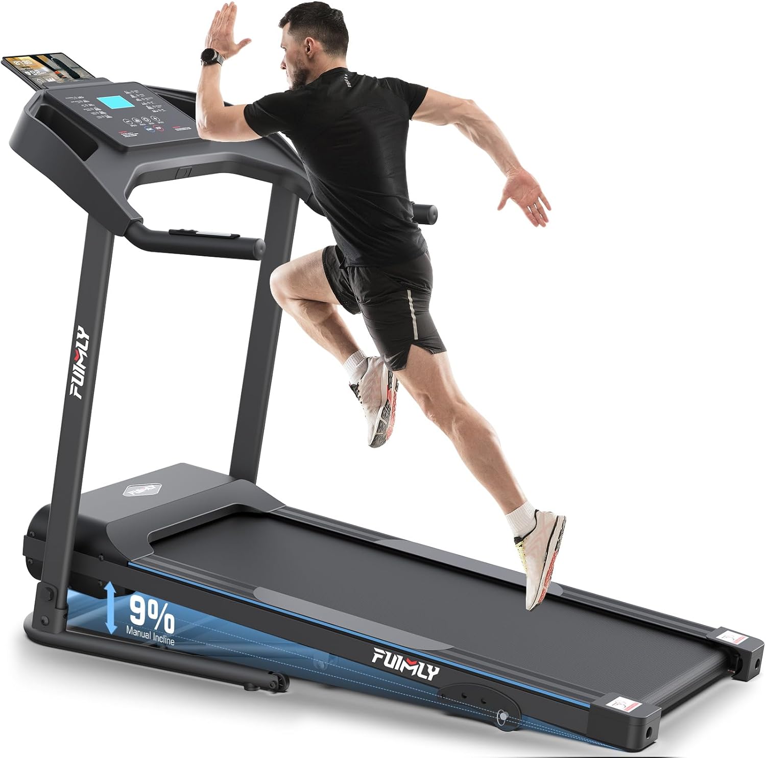 Treadmill with Incline, FUNMILY 3.25HP Heavy Duty Folding Treadmill for Home, 300+ lb Capacity Walking Running Machine with Smart Fitness Tracking, 12 Preset Programs, LCD Display, 2 Control Methods