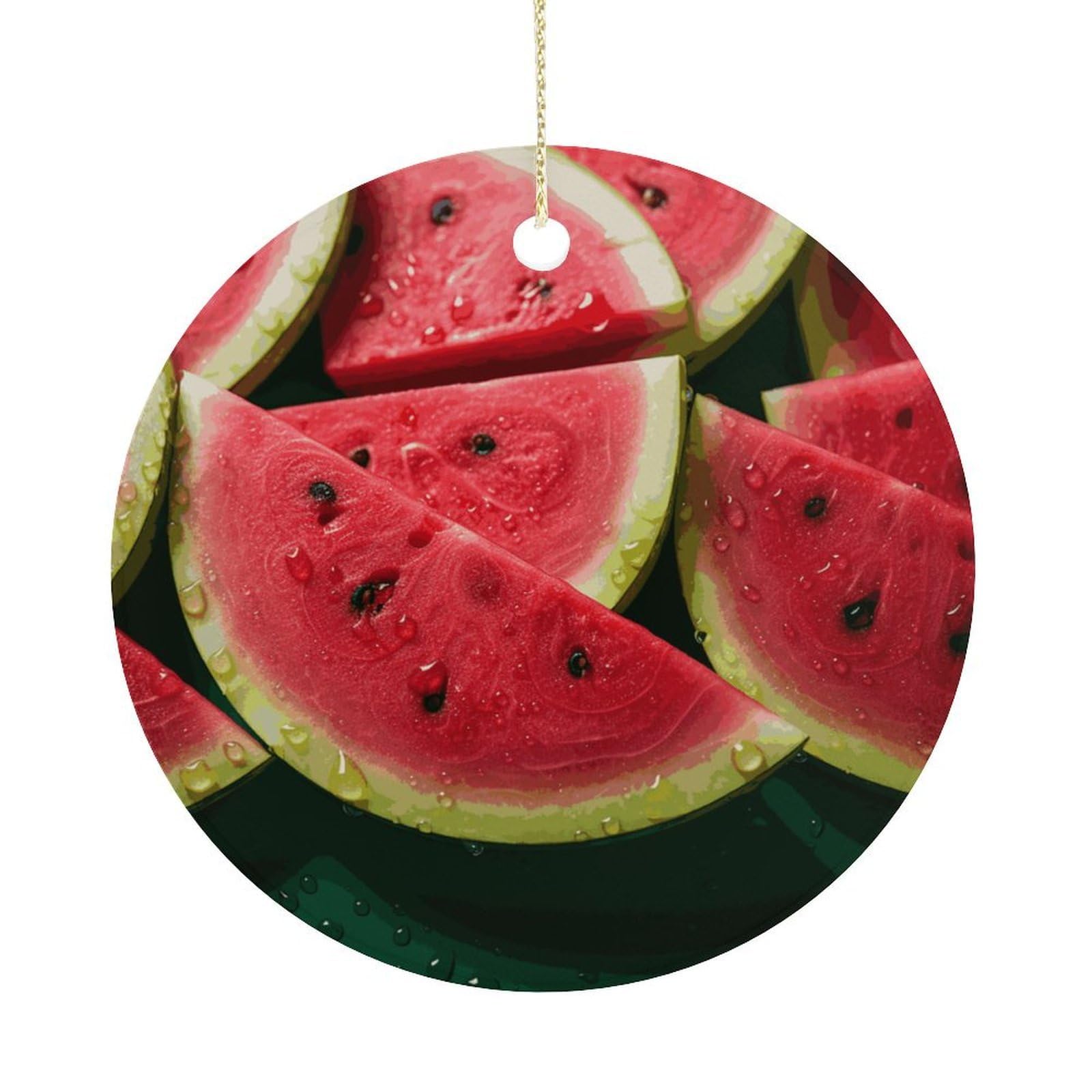 Watermelon Beautiful Christmas Ornaments Colorful Round Ceramic Ornament Christmas Hanging Decor Christmas Tree Decorations Xmas Keepsake for Women Men Xmas Holiday Party
