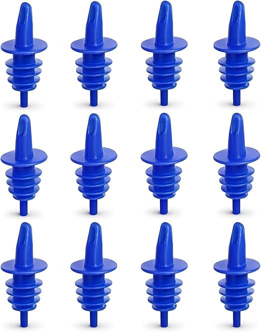 EHOMEA2Z Shaved Ice Pourers 12 Pack - Ideal for Snow Cone Syrup Bottles, Shaved Ice Syrups, Snow Cone Accessories, Liquor, Juice, Salad Dressing - Free Flow Pourers - Plastic Bottle (12,Red)