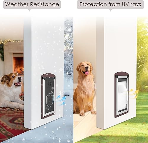 Miniatura 4 de Puerta de gato para pared, puerta de gato para pared interior y exterior, puerta para mascotas con solapas magnéticas dobles, paneles de doble