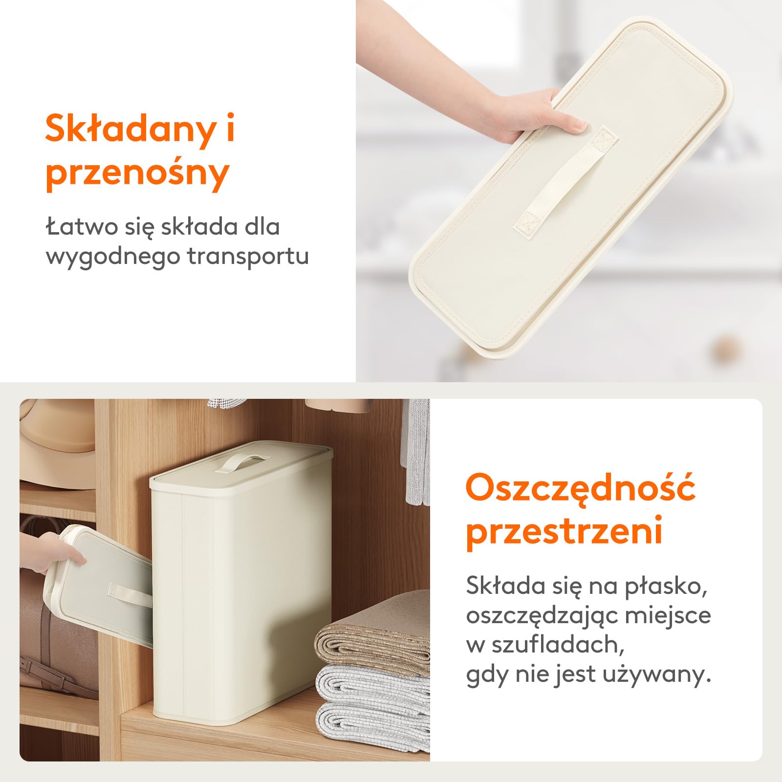 Lifewit Pojemnik na Papier Toaletowy z Pokrywą, Kosz do Przechowywania Papieru Toaletowego, Organizer Łazienkowy z Tkaniny na Rolki i Ręczniki, Akcesoria do Toalety, 30L, Biały