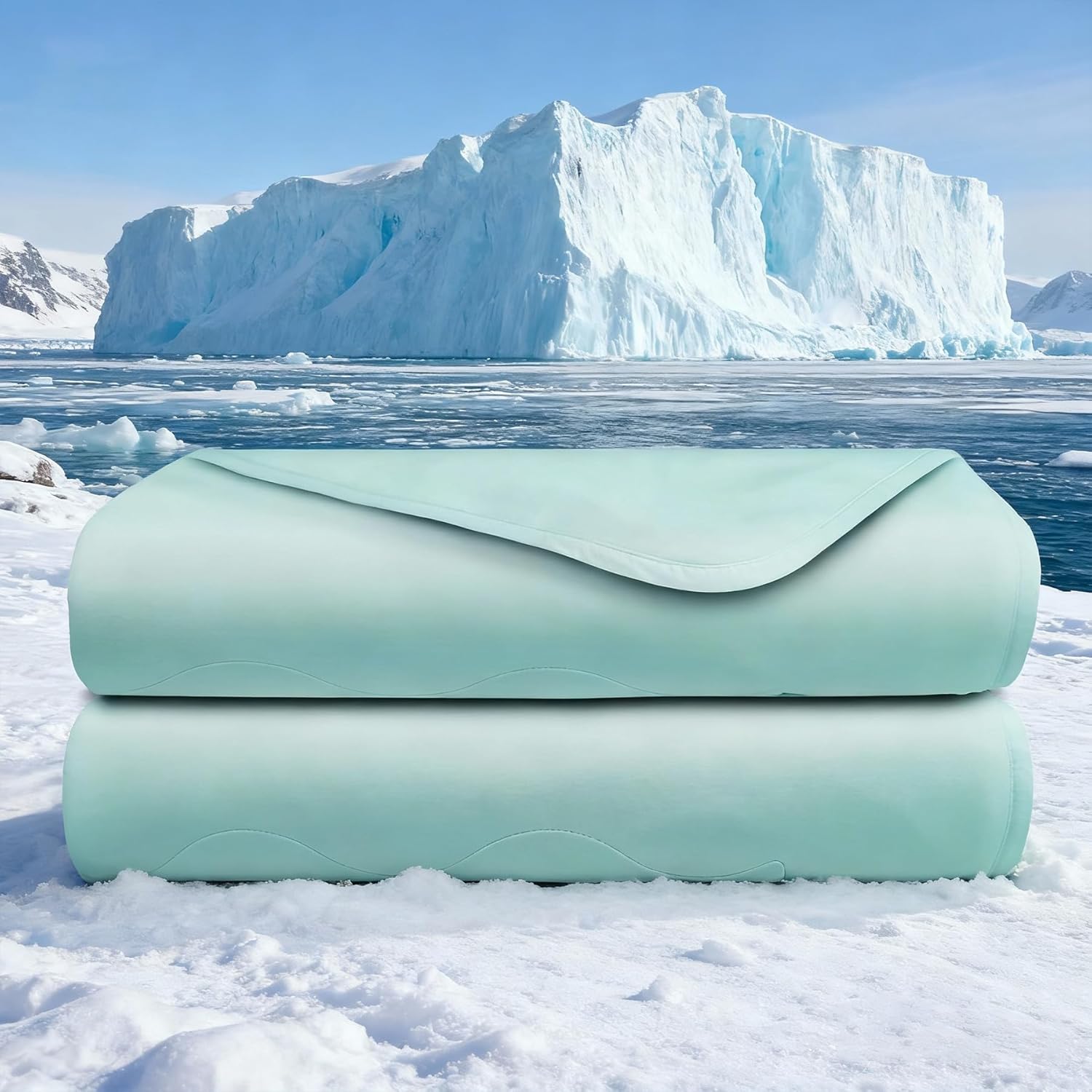 jiaao Cooling Comforter Full Size, Cooling Blanket for Hot Sleepers, Lightweight Breathable Summer Blanket, All-Season Double Side Bedding Comforter for Night Sweats Relief (Green, 79"x90")