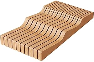 Drawer Knife Block Bamboo Wood Storage Flatware Knives Fork Cutlery Organizer