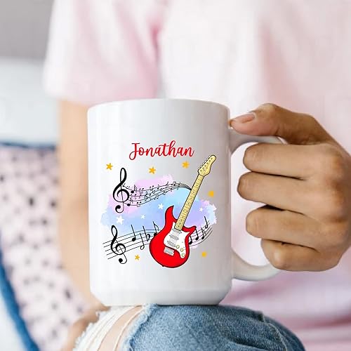 Miniatura 3 de Tazas de café de Navidad de guitarra eléctrica personalizadas, taza de té de bajo y guitarra, regalo de taza de instrumento para los amantes de la