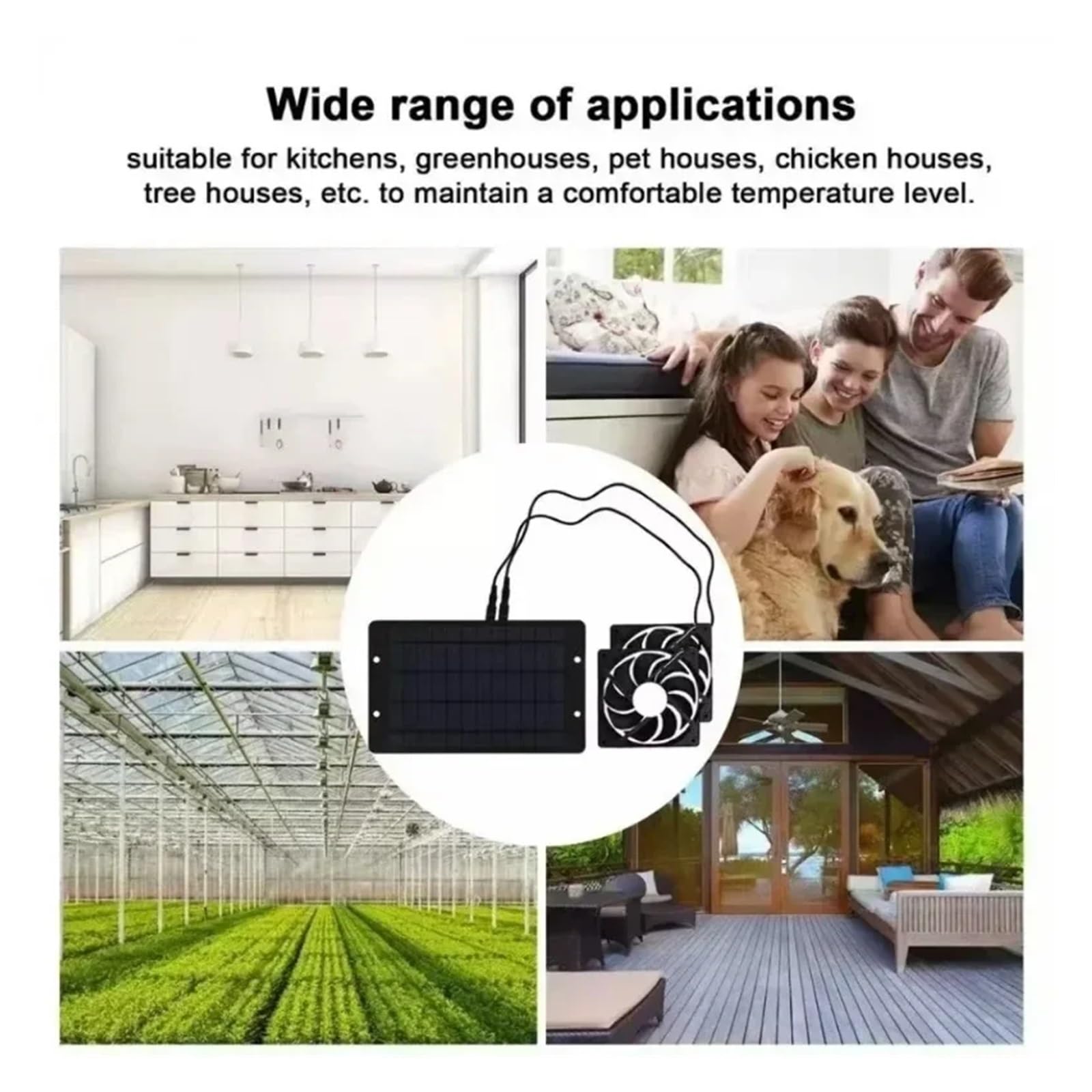 Przenośny wentylator wyciągowy solarny 10 W 12 V 10-calowy do wyciągu powietrza dla psów na zewnątrz, kurnika, szklarni,Niezawodna wentylacja