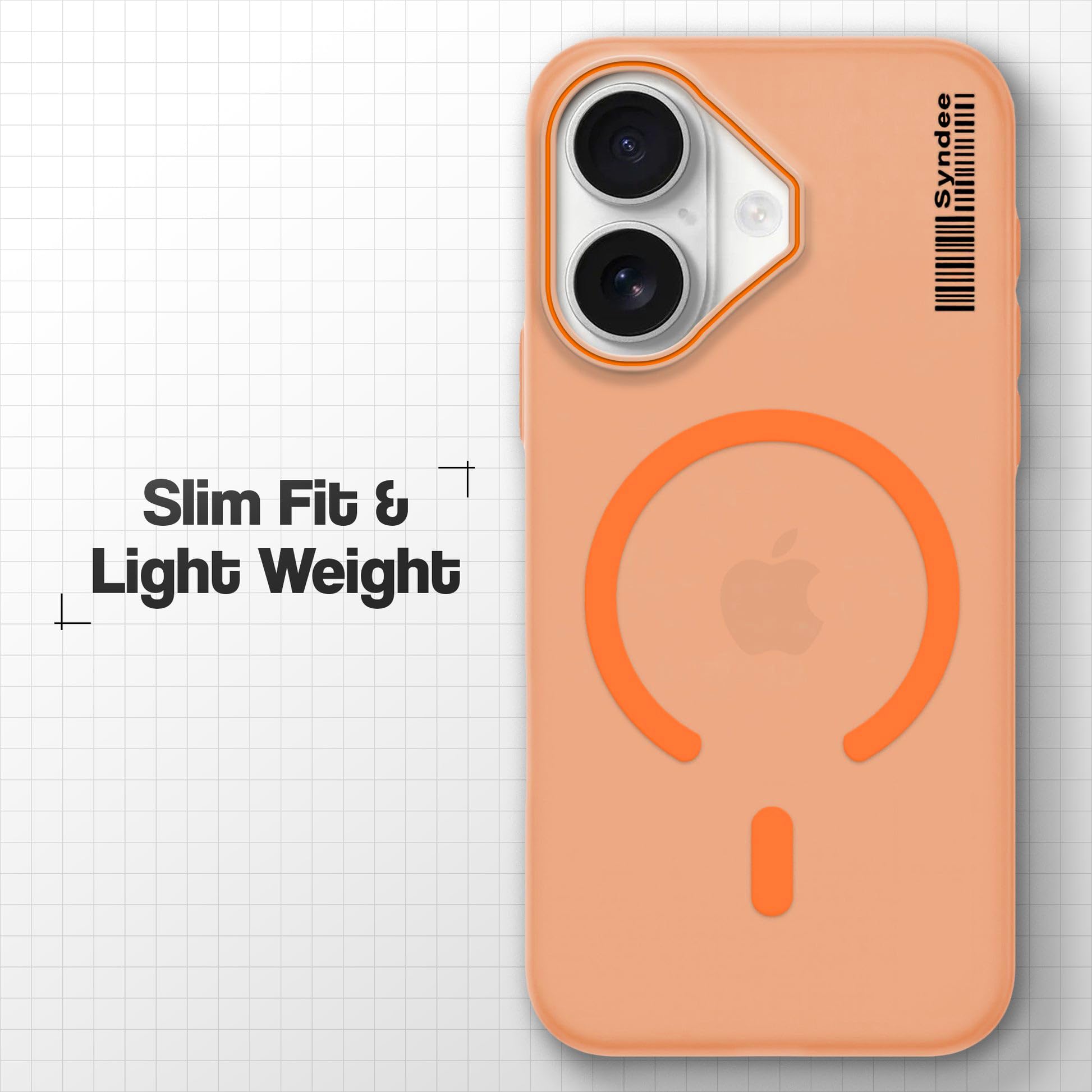 DL3 Mobilak Case Back Cover for iPhone 17, Sleek Frosted Translucent Back Only Compatible with Wireless Magnetic Accessories | Anti-Scratch Shockproof Phone Case (Orange)