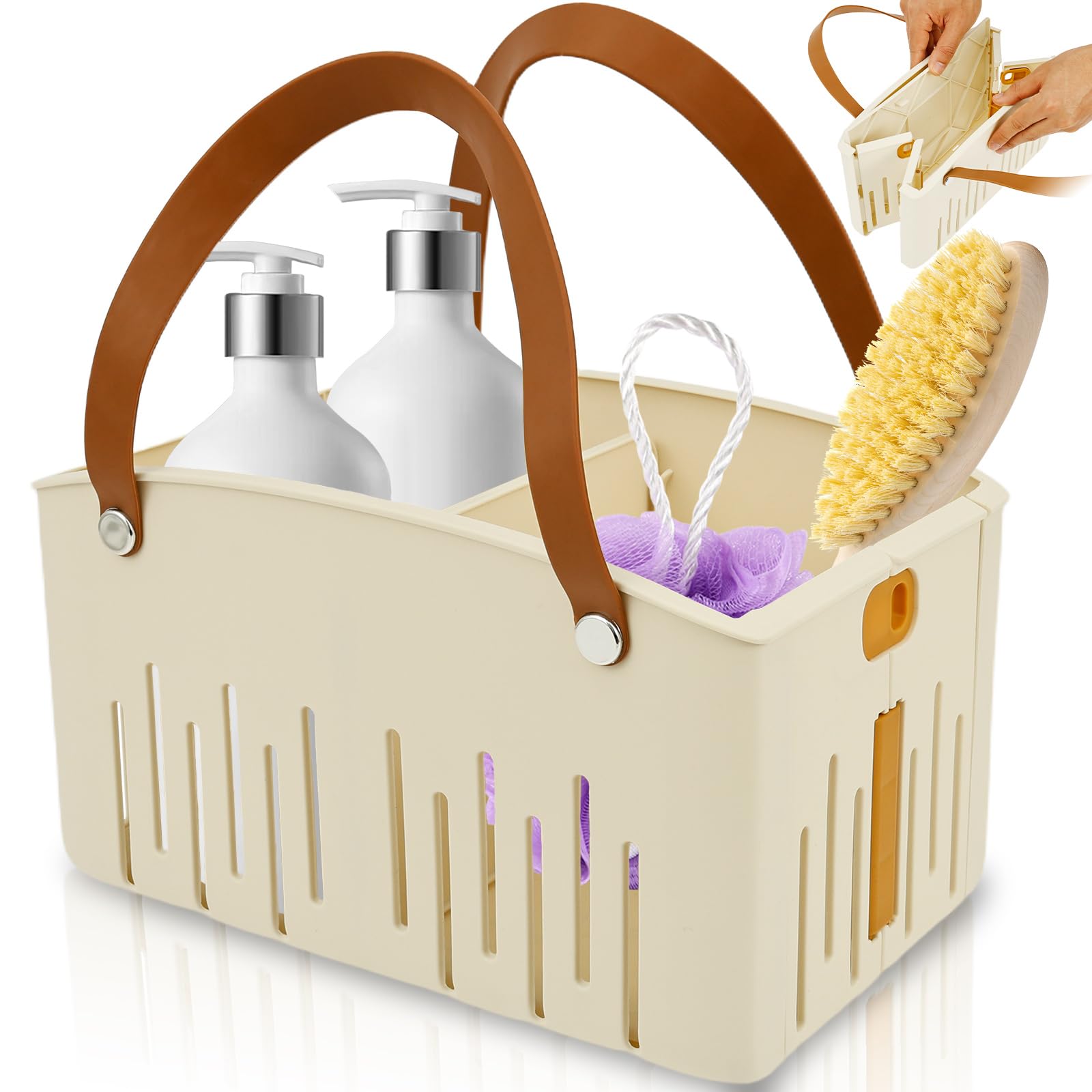 Rhaiqbvc Portable Shower Caddy,Collapsible Shower Basket Caddy With Double Handle,Quick Dry Bath Essentials Basket For Beach Gym Camping