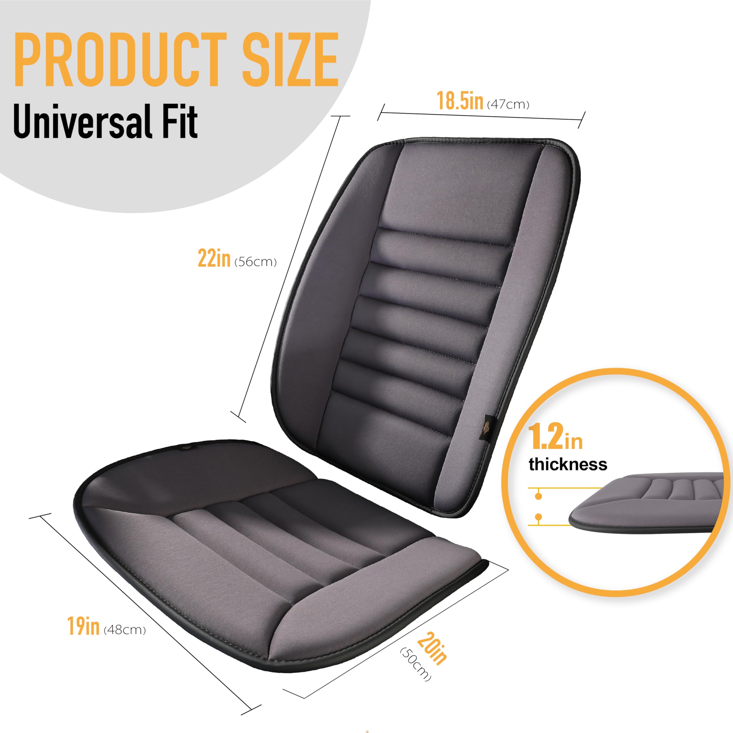 kingphenix Cojín para asiento de coche con almohada de apoyo para la espalda, espuma viscoelástica, color gris