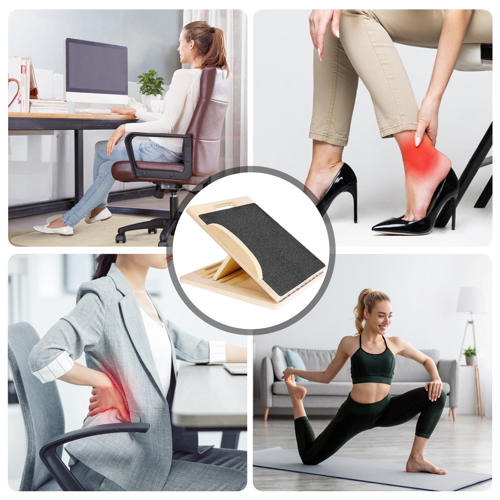 Balance Board e tavola inclinata in legno, allungabile per fisioterapia, allenamento di equilibrio, spessore 1,8 cm, per squat, allungamento muscolare, yoga, allenamento