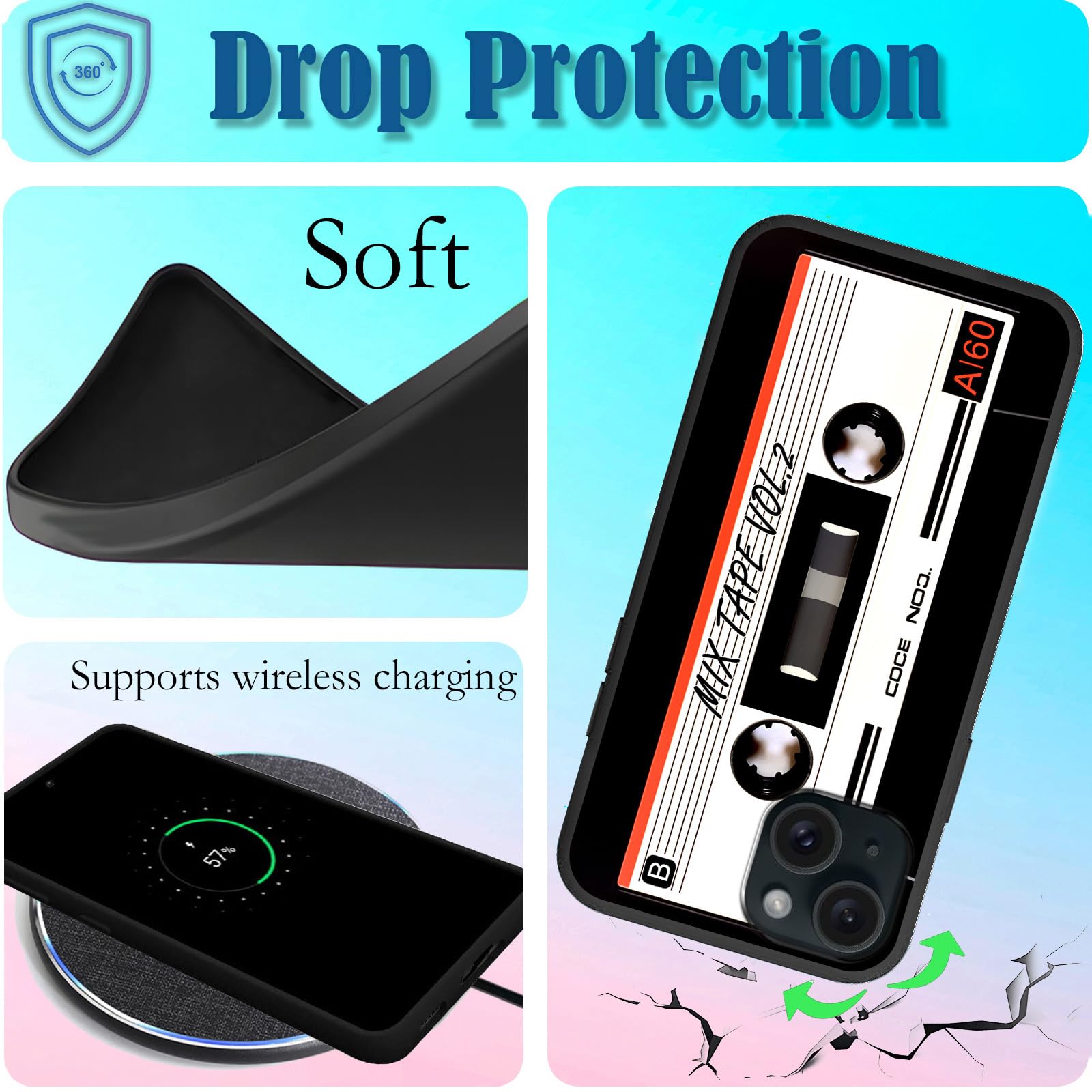 Mxfdegf Funda Protectora De Silicona Negra Para IPhone 15 Pro, Delgada, Antiarañazos, A Prueba De Golpes, Duradera, De Silicona, Para IPhone 15 Pro De 6.1 Pulgadas, Cielo Estrellado
