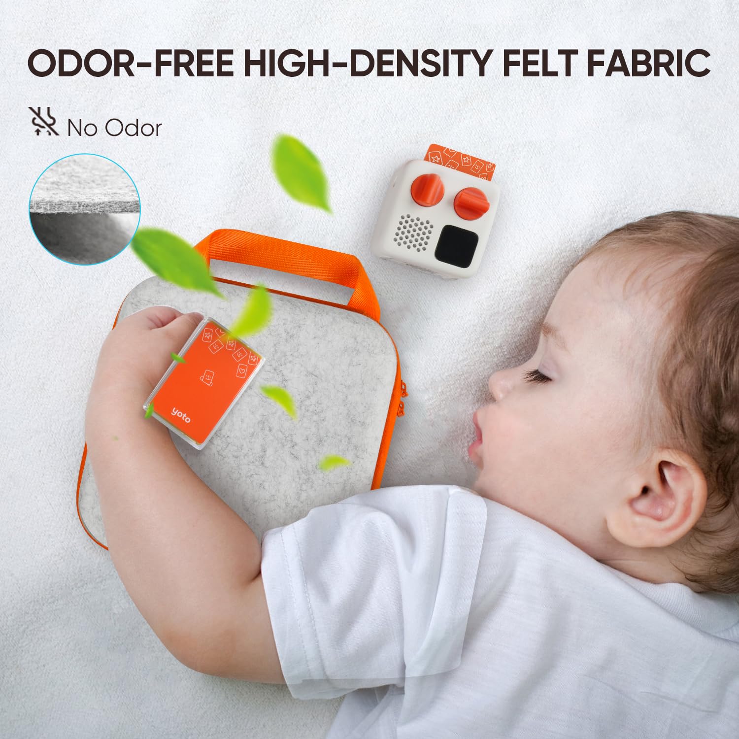 sarlar Travel Case for Yoto Mini (2024 Edition), Hard Carrying Case with Odor-Free Felt Fabric for Childen, Accessories kids Audio Music player, Headphones & Up To 120 Audiobook Cards, Gray