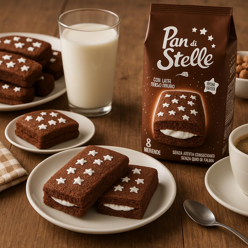 Merendine al Cacao con Crema al Latte – 12 Confezioni da 280g – Totale 96 Trancini Soffici – Senza Olio di Palma – Spuntino Dolce per Colazione, Merenda o Pausa – Confezionate Singolarmente