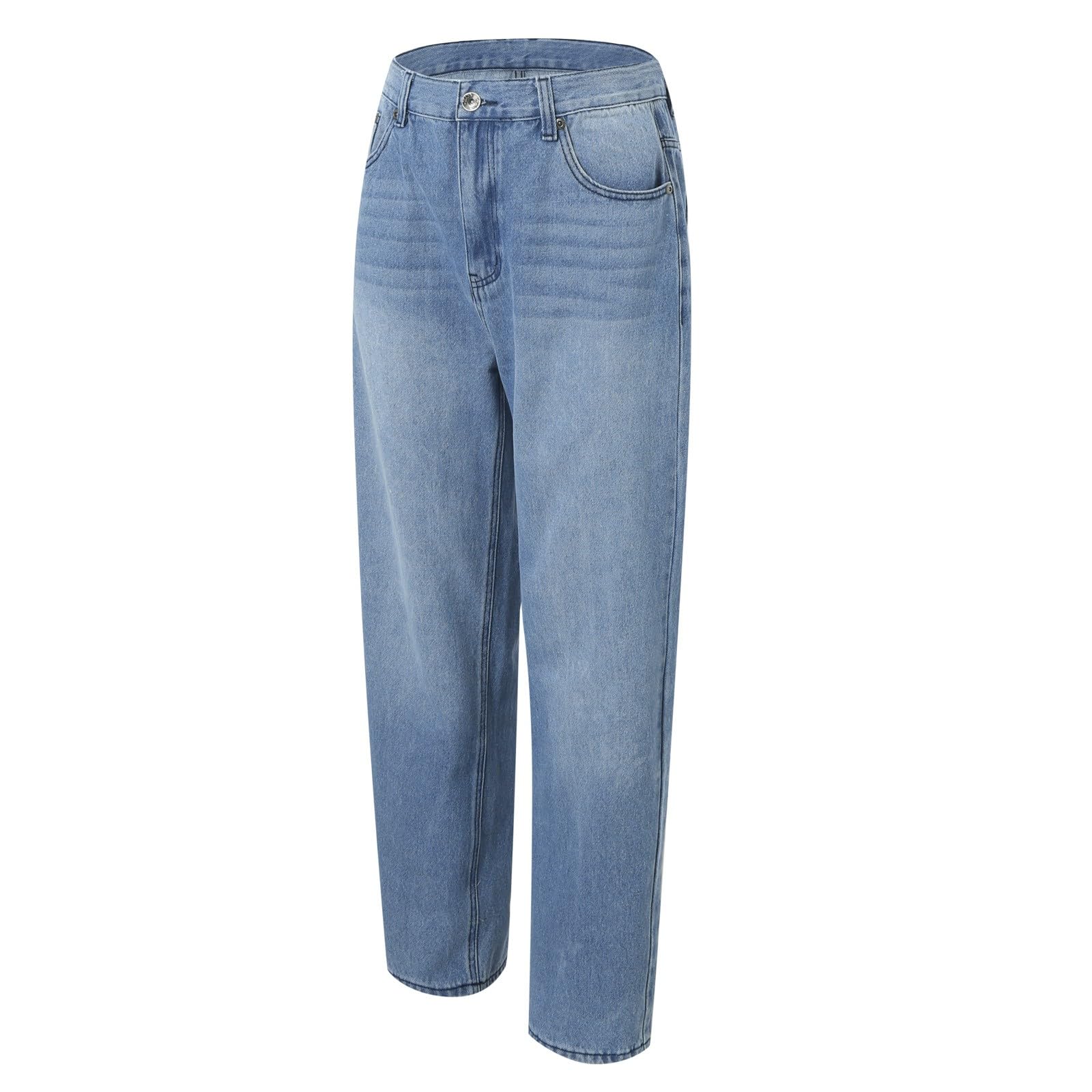 Vaqueros Pantalones para Hombre Pantalones De Trabajo Corte Ajustado Vaqueros Lavados con Bolsillos Laterales Elegantes Hip Hop con Botones Modernos para Hombre De Denim Rotos Desgastados
