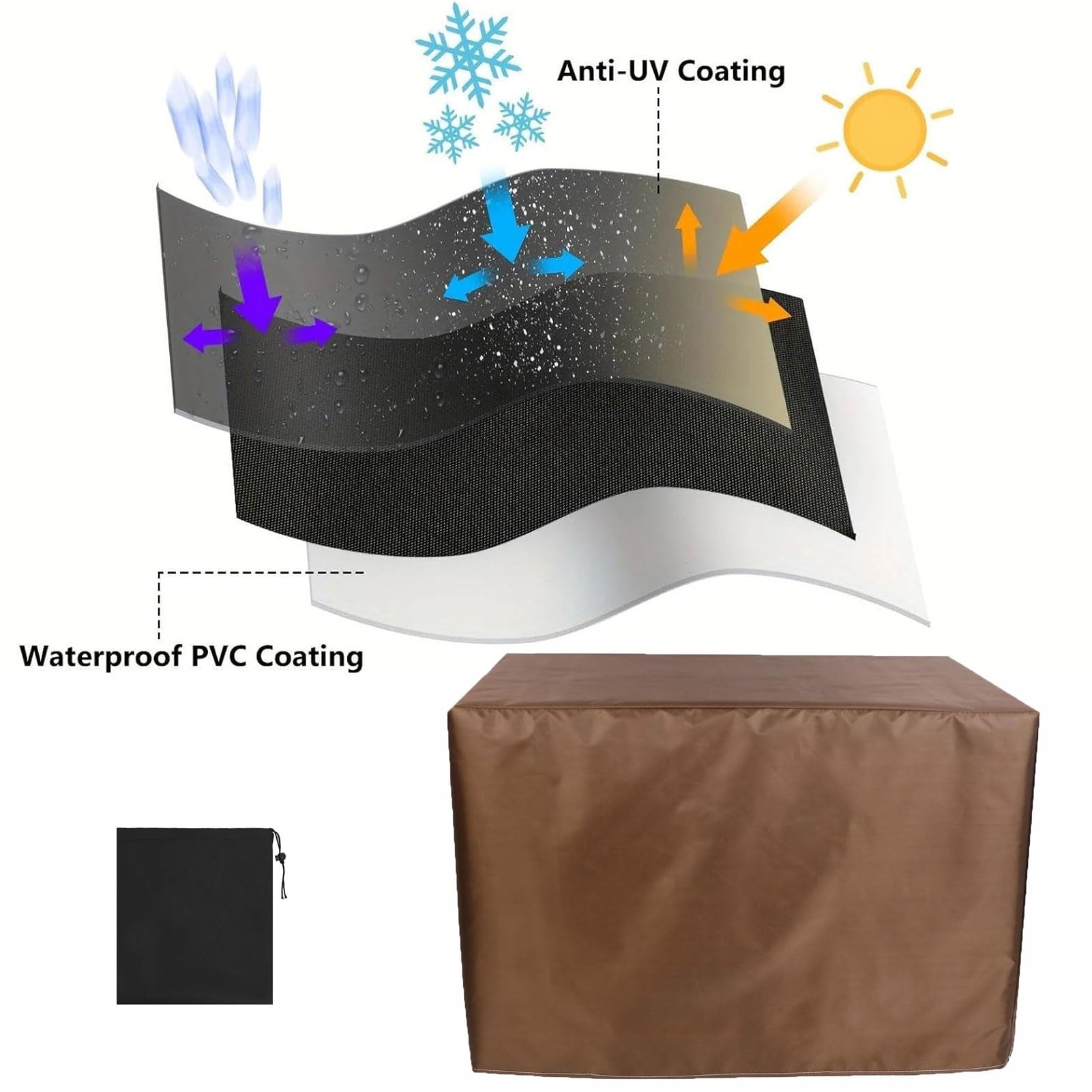 JMDNTQ Patio Furniture Covers Rectangular 106x73x35in, 420D Outdoor Furniture Covers, Garden Furniture Covers Waterproof,Oxford Durable Table Chair Covers