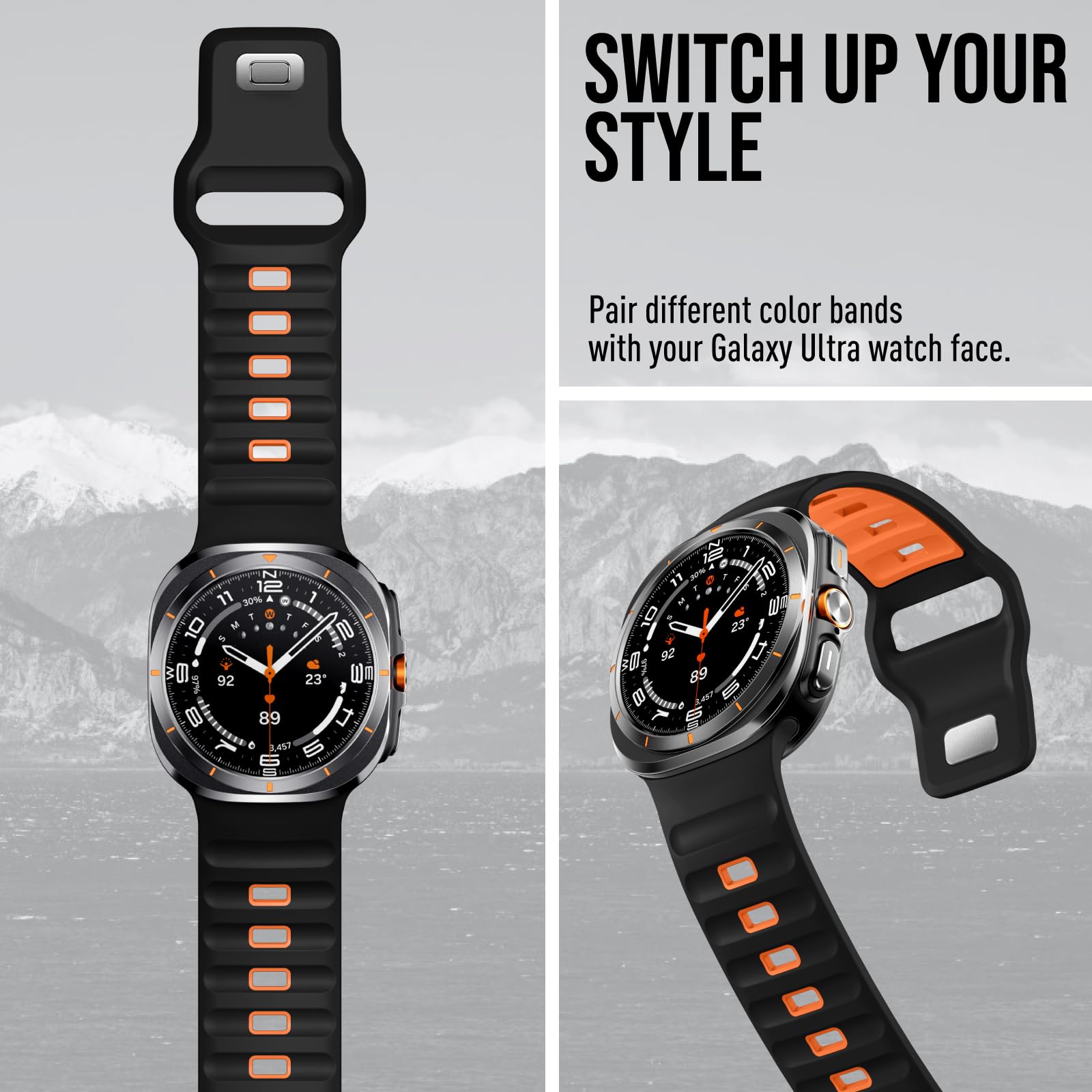Acextro Paquete de 4 correas de silicona de 26 mm de ancho compatibles con Galaxy Watch Ultra de 47 mm (2024/2025), correa impermeable suave para Samsung Galaxy Watch Ultra, correa deportiva duradera