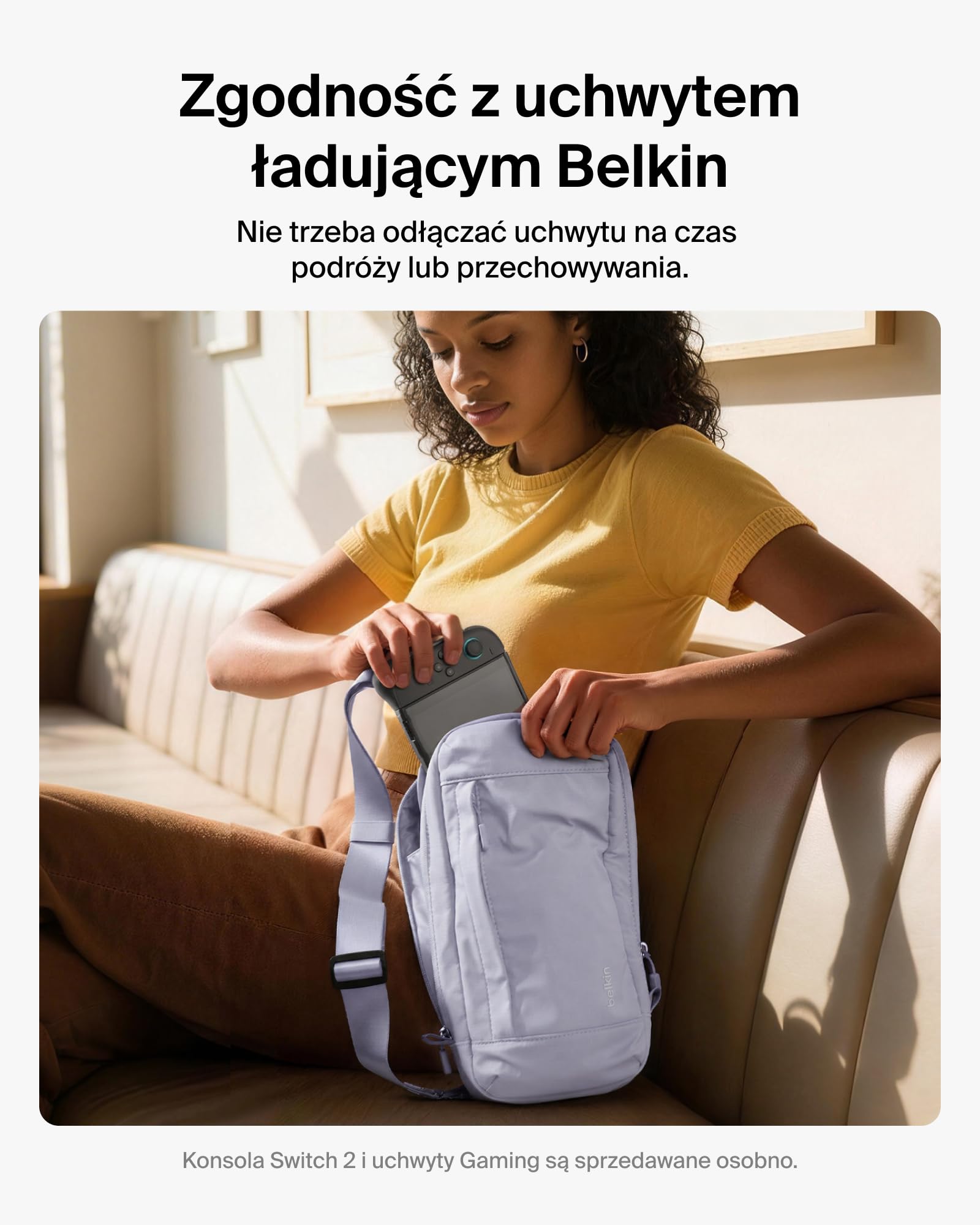 Belkin Gaming Ochronna Torba Podróżna do Nintendo Switch 2 – Fioletowa | Torba na Ramię, Torba Podróżna na Akcesoria do Konsoli, Miękka Wyściółka, Lekka Konstrukcja, 10 Przegródek na Karty z Grami