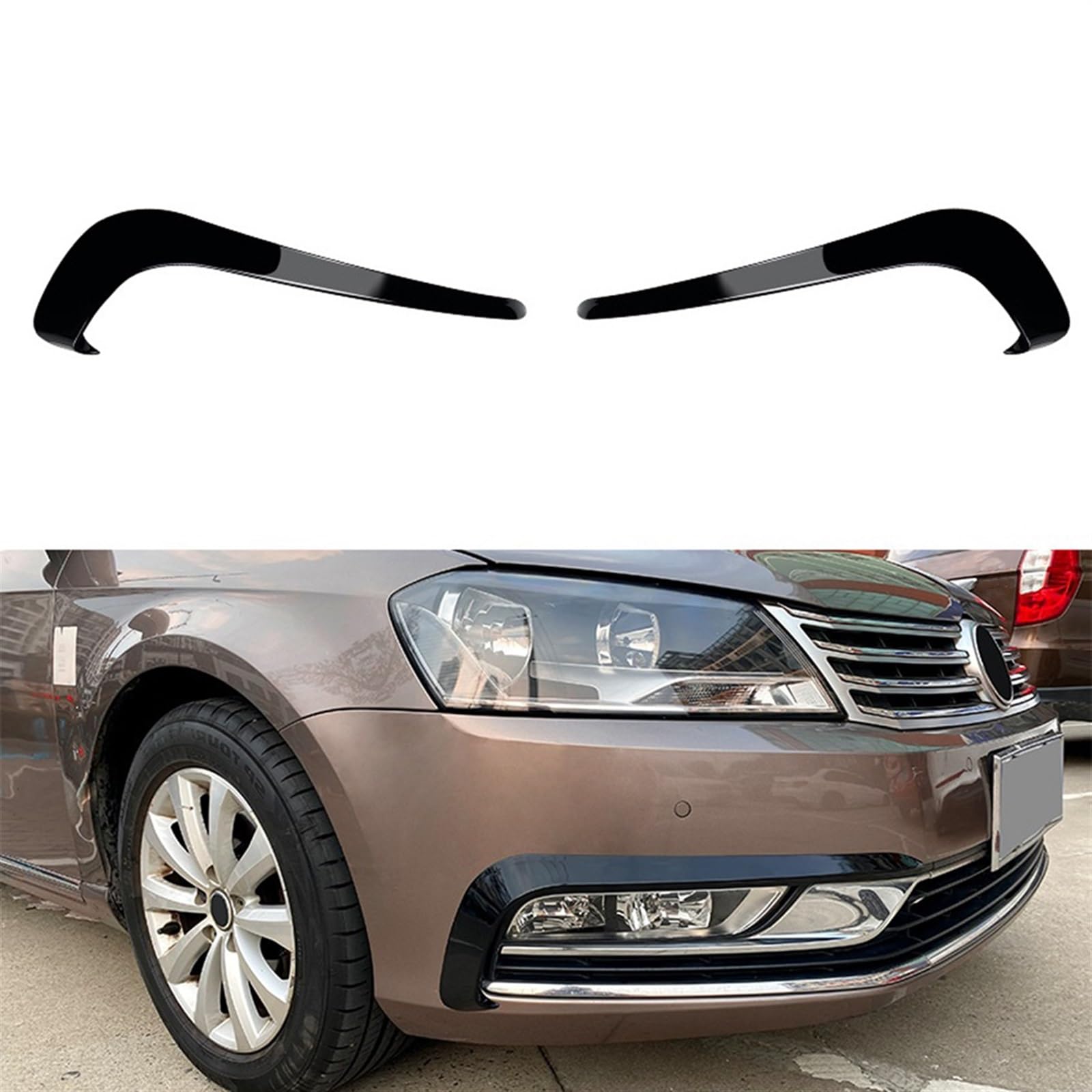 Samochód błyszczący czarny przedni reflektor przeciwmgielny, lampa przeciwmgielna, rama powieki, osłona, do VW, Passata, B7 Listwa brwiowa przeciwmgielna do samochodu