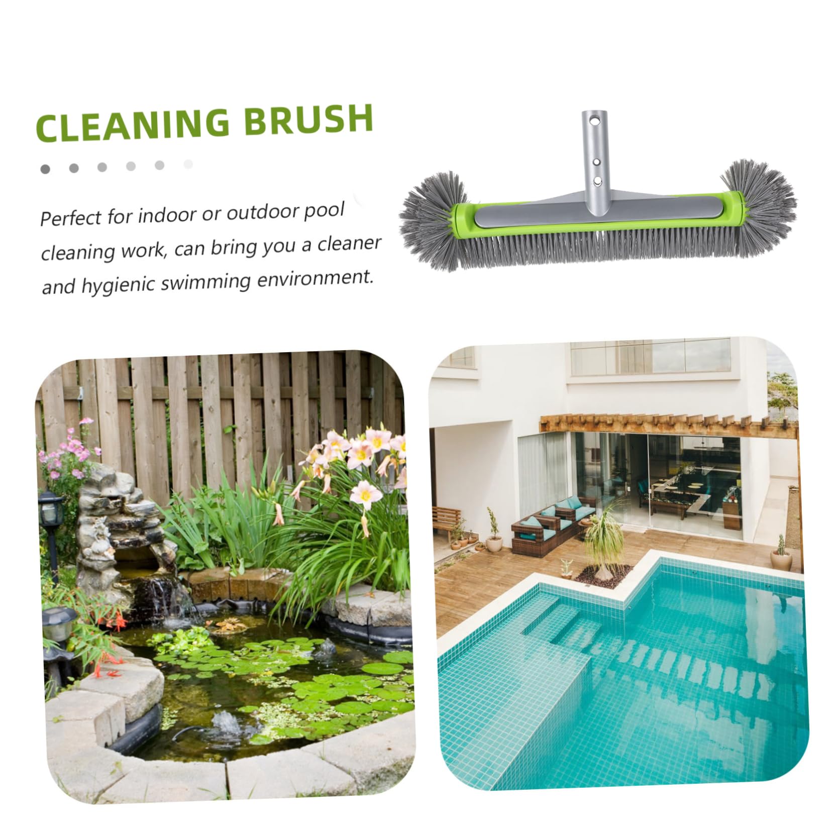 Abaodam Brosse de Piscine Design Combiné Verte avec Dos en Aluminium en Nylon pour Nettoyage Polyvalent Manche Ergonomique des Piscines Hors Sol Fibre de Verre