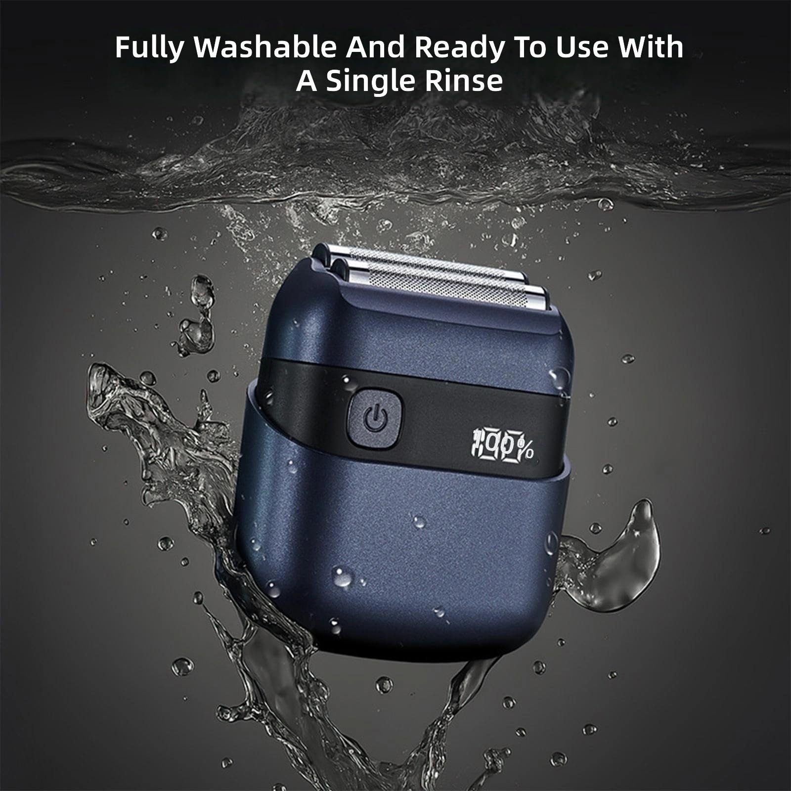 Piccolo rasoio elettrico per rasatura liscia con pannello LCD IPX7 resistente all'acqua e leggero per viaggi Rasoio rotante compatto con intelligente e lavabile