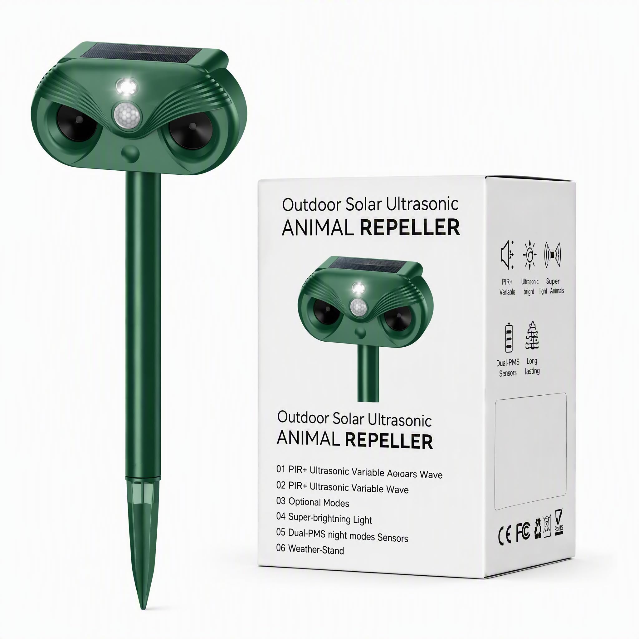 Solar Ultrasonic Animal Repeller for UK Gardens, Cat repellent