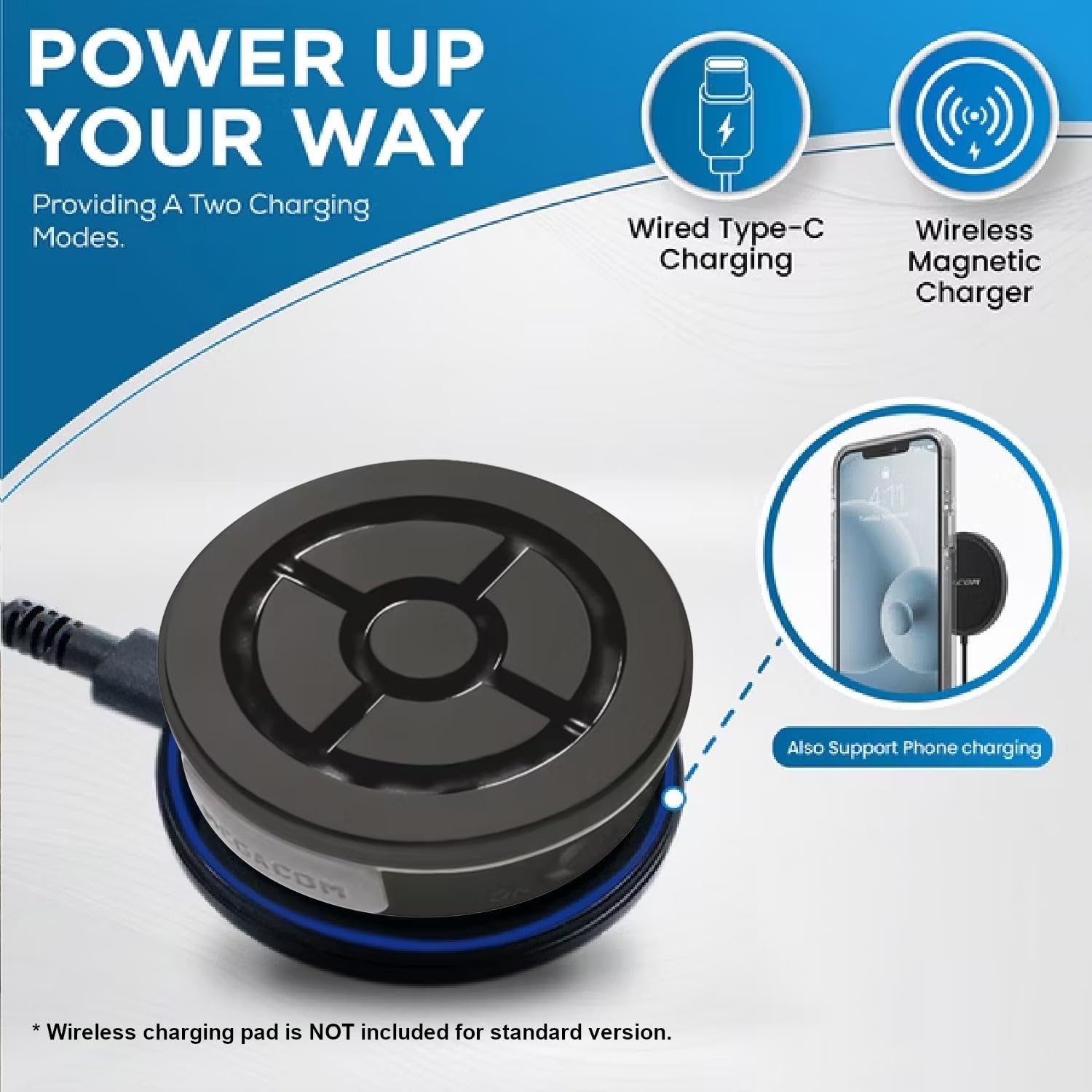 Mcbazel MEGACOM DuoMon 3 Estándar Dispositivo de Captura/Giro Automáticos, Conexión Inalámbrica con Bluetooth de 20M, Notificaciones por Vibración, Carga/Juego Dual, iOS 14+/Android 8+ (2 GB de RAM)