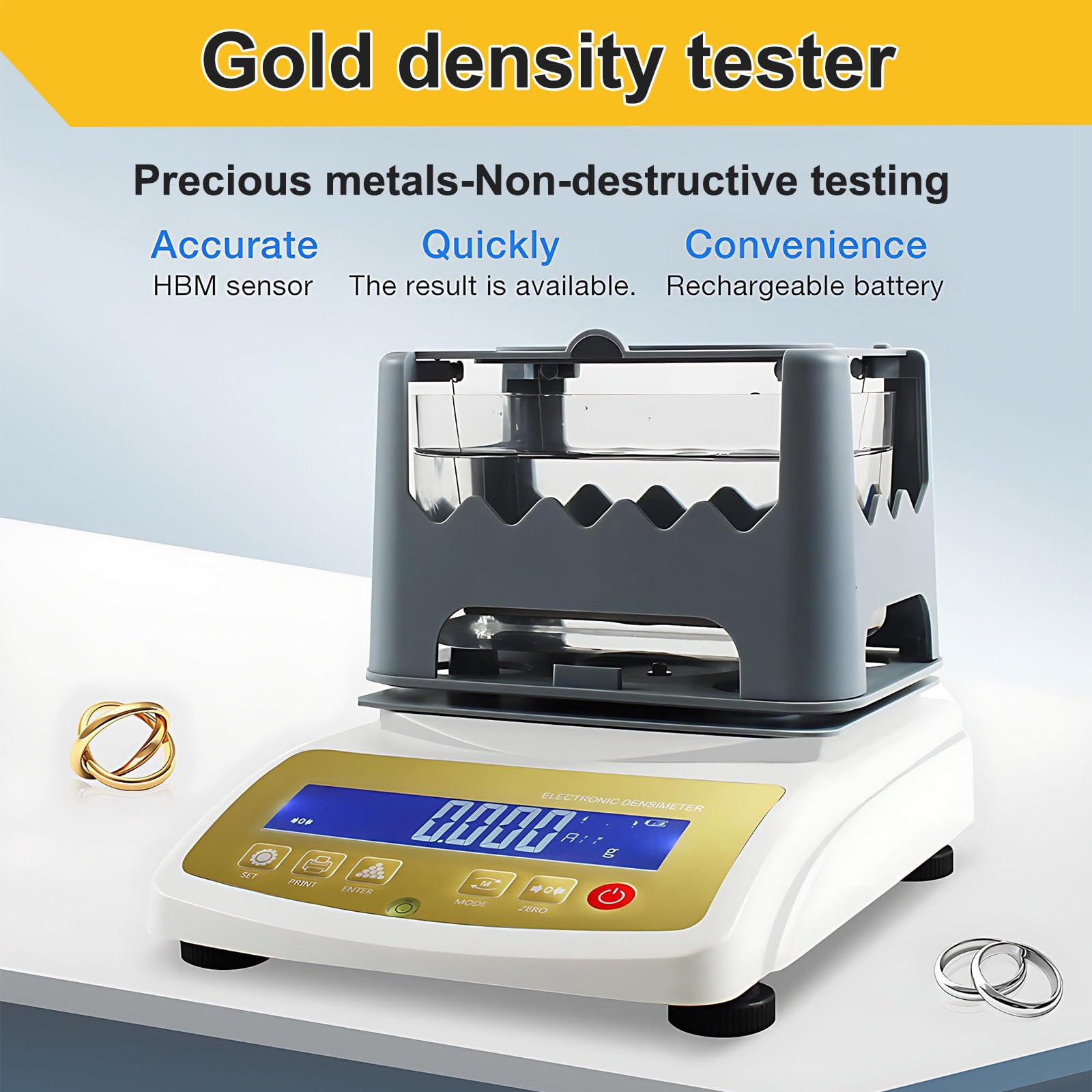 Digitaler elektronischer Gold-Reinheitstester, Edelmetall-Echtheitstester, Goldreinheitsprüfmaschine, Golddichtemessgerät, Reinheitsdichtemessgerät, Genauigkeit auf 0,001 g, Labor x 120 g