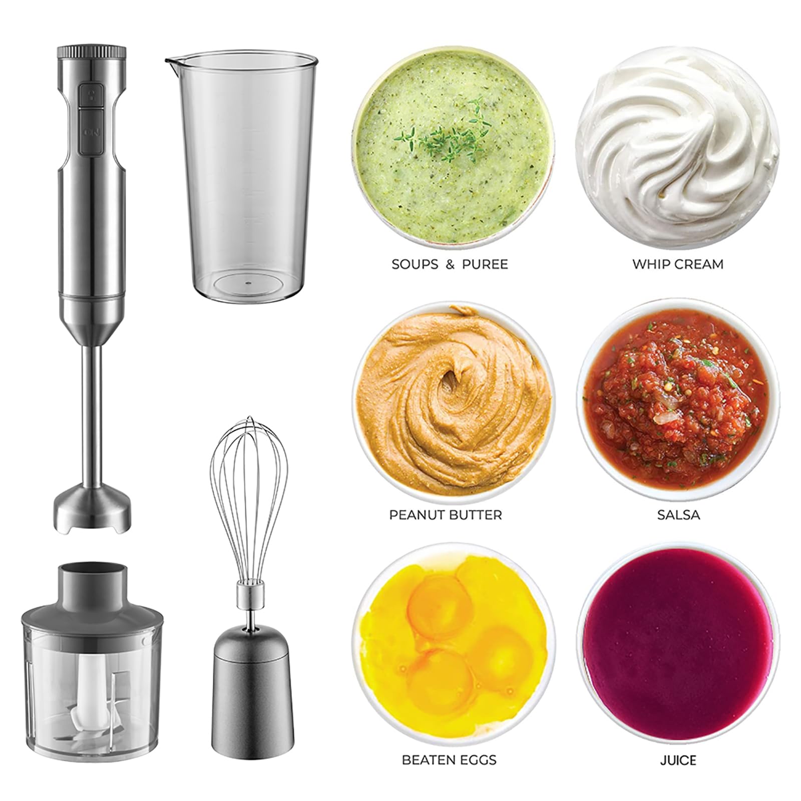 1000-w-stabmixer, Handmixer Mit 14 Einstellbaren Geschwindigkeitsstufen Und Mixstab Aus Edelstahl 304, Für Smoothies, Suppen, Säfte Und Schlagsahne