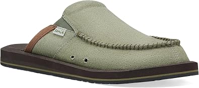 Sanuk Mens You Got My Back Loafers | Slip On Shoes for Men | Mens Slip-on Loafers | Memory Foam Footbed for All Day Wear, Army, 11