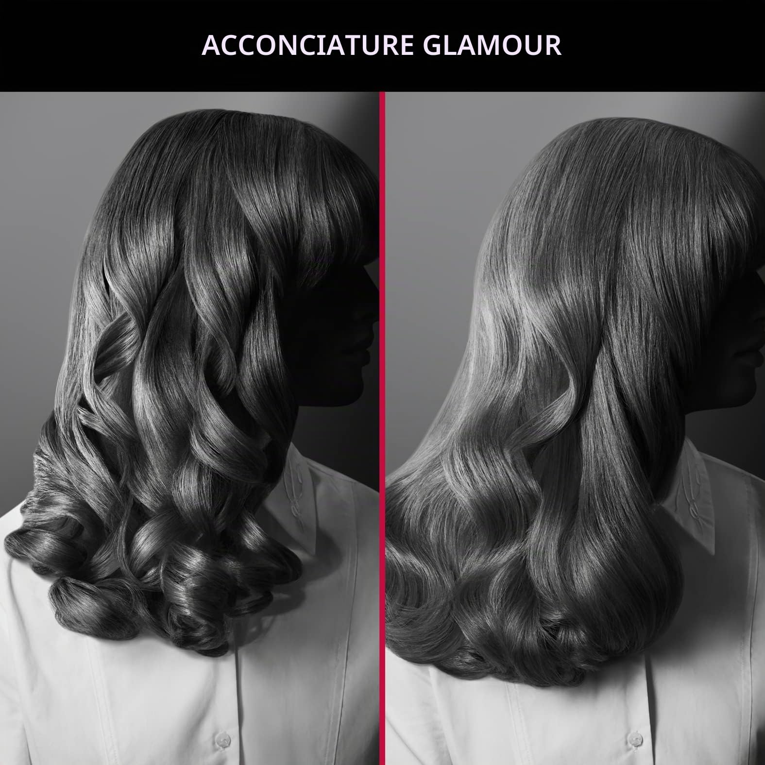 Rowenta x Karl Lagerfeld CF635L Express Style spazzola ad aria calda | 5 in 1 | rivestimento cheratina & Glow | costante 60°C | tutti i tipi di capelli | accessori completi | nero/rosso