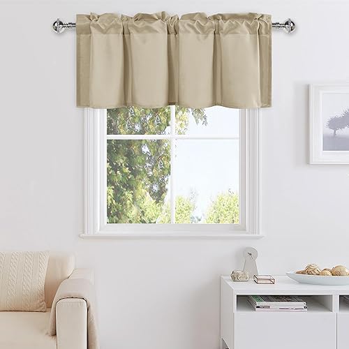 DWCN Cortinas de cenefa para sala de estar, cenefa de cocina, cenefa corta sólida, cenefa de cortina de oscurecimiento de habitación, bolsillo para